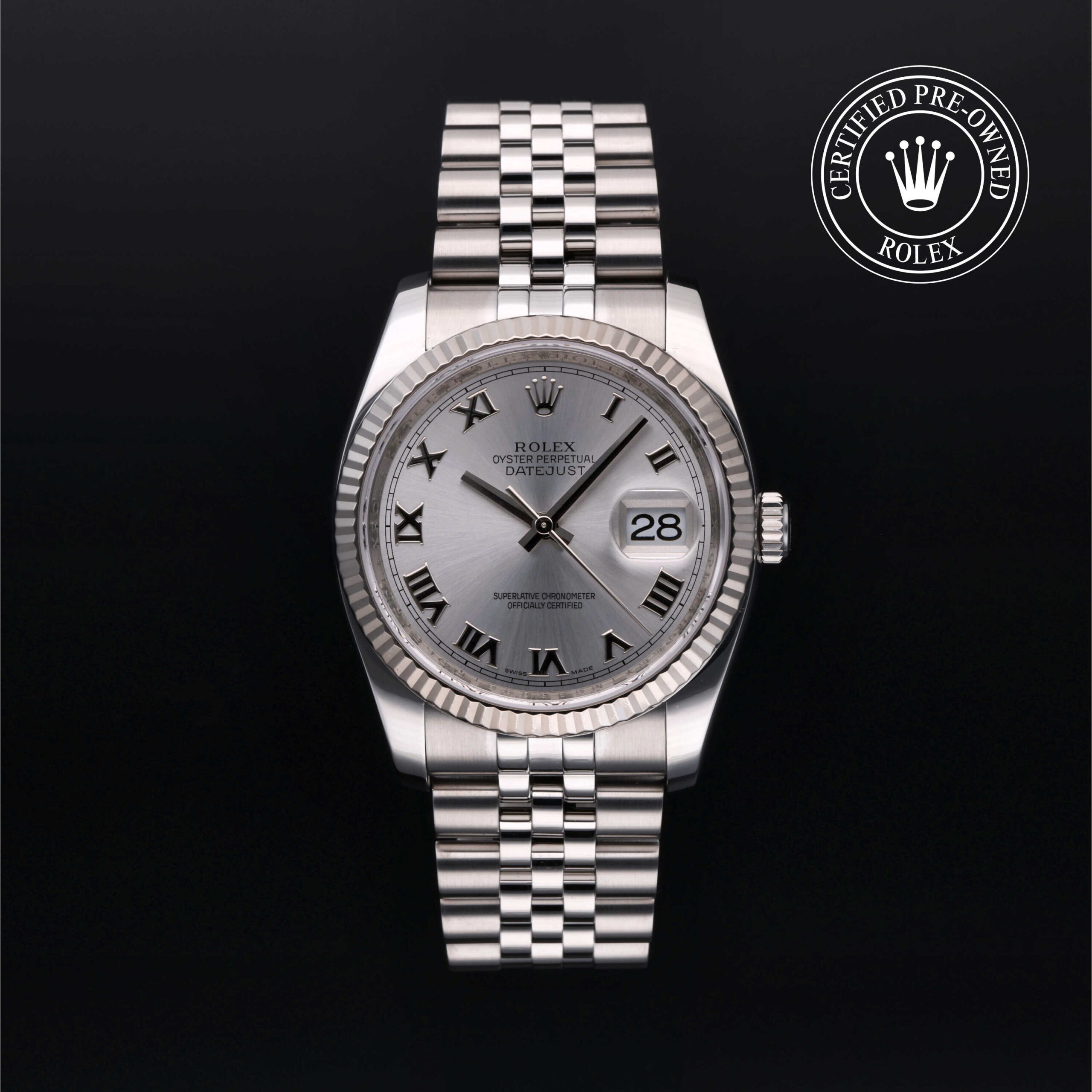 Rolex 116234 Datejust 36 rhodium Roman dial
