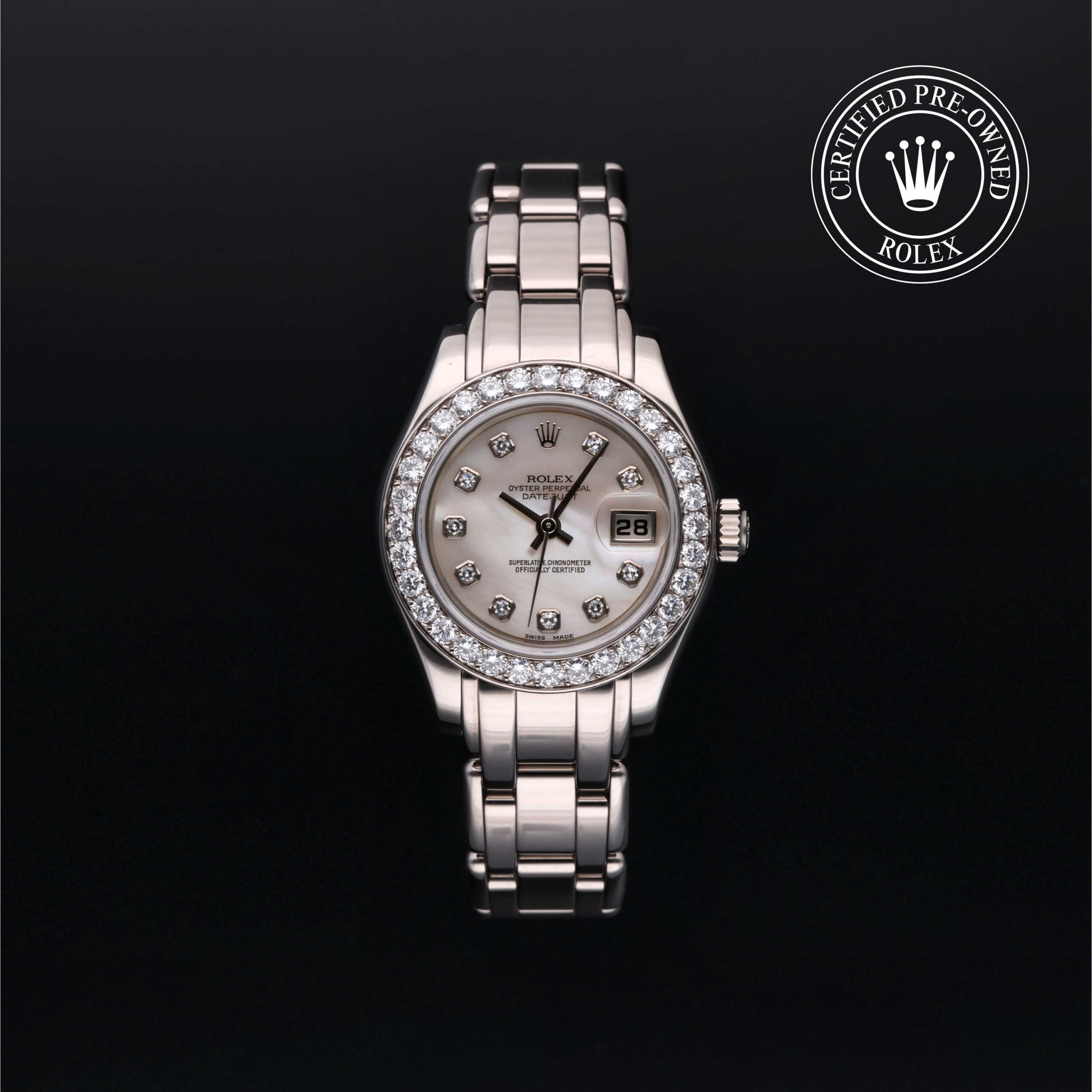Rolex 69299 Pearlmaster 29 with pink mother-of-pearl diamond dial