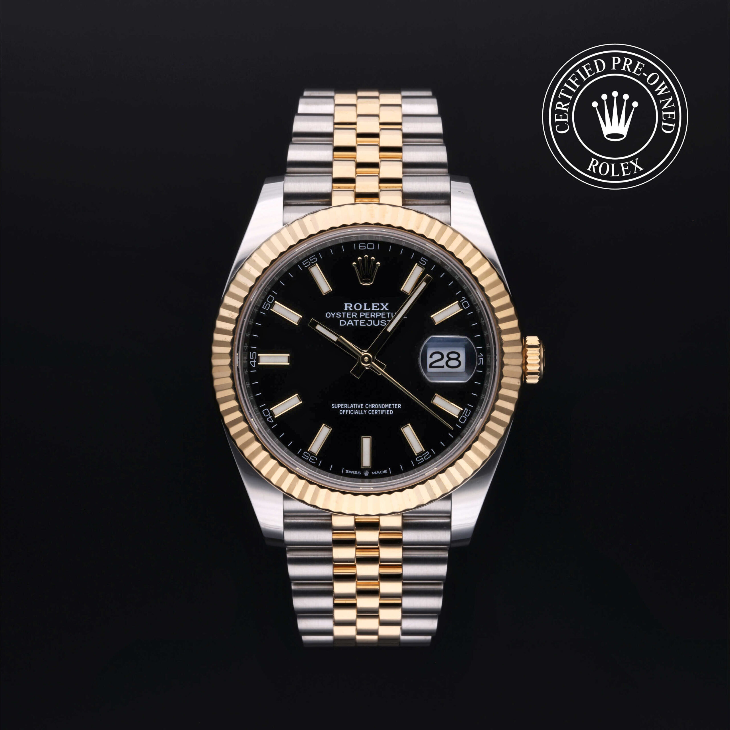 Rolex Datejust 41 126333 bright black dial with fluted bezel