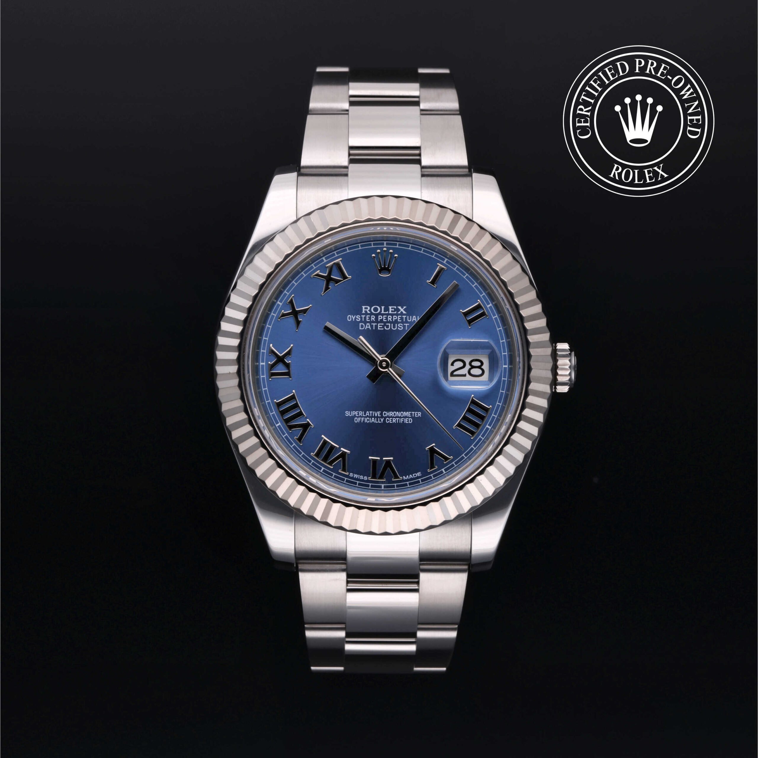 Rolex 116334 Datejust II with Azzurro blue Roman dial