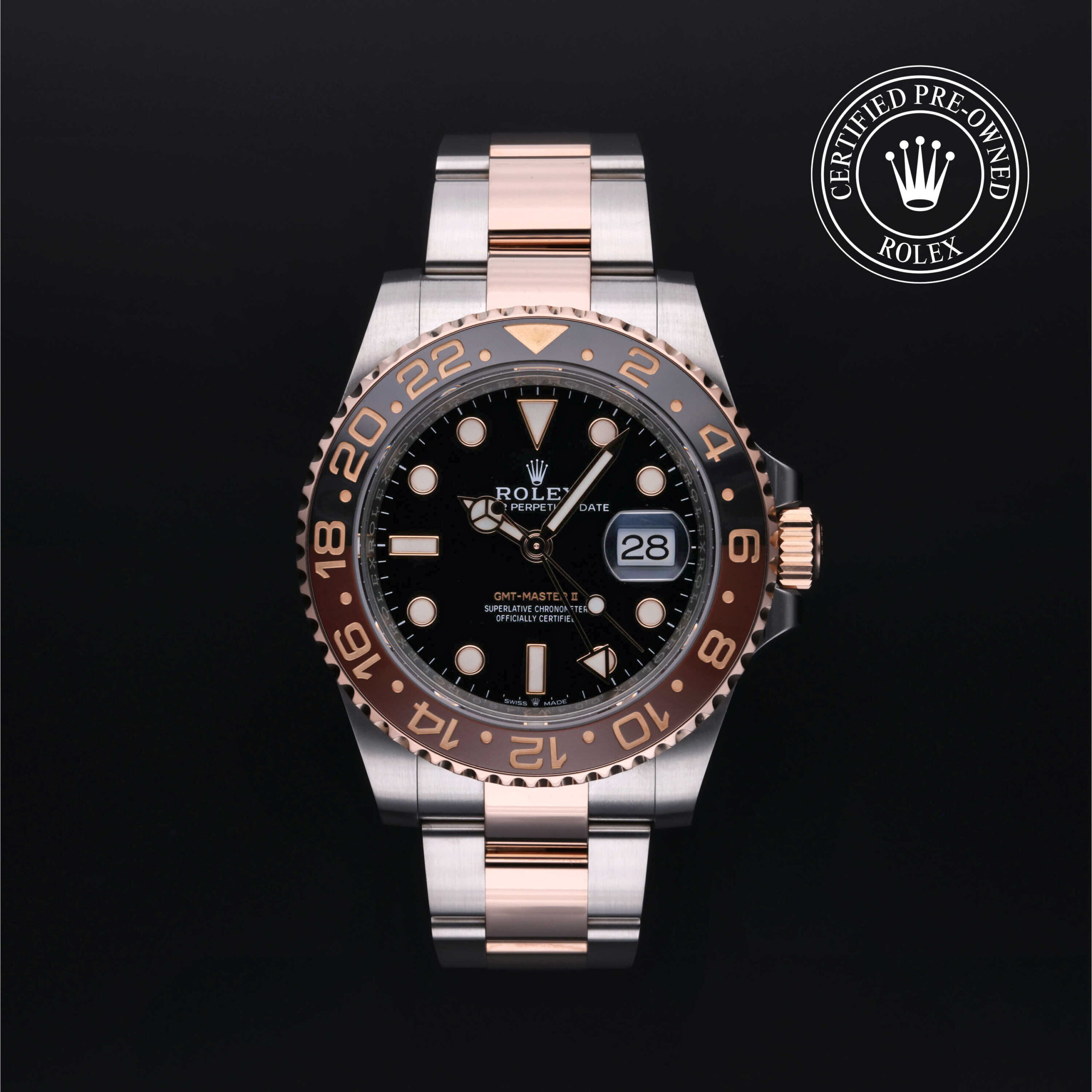 Rolex 126711CHNR GMT-Master II Everose Root Beer – front view