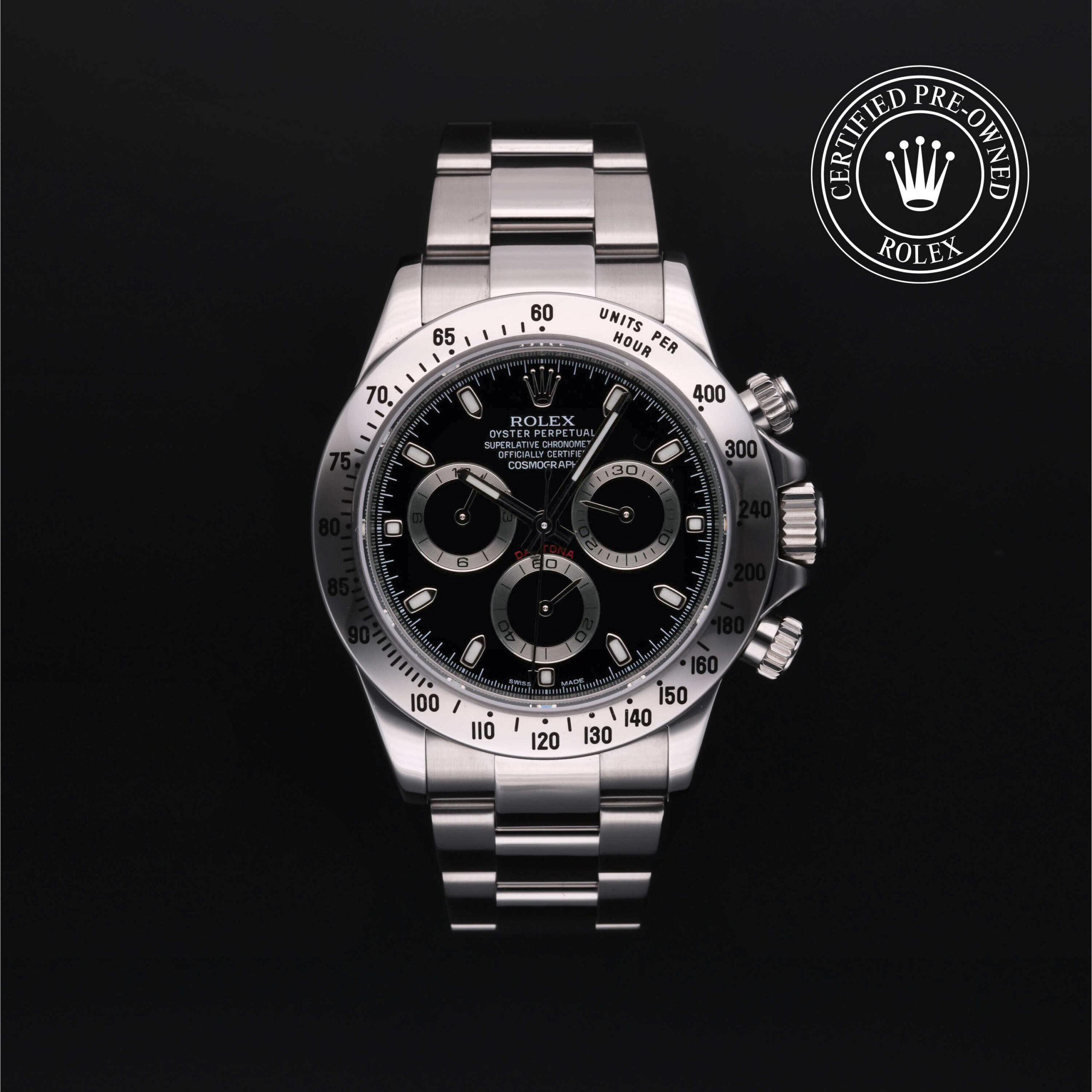 Rolex Daytona 116520 with black dial and stainless steel case
