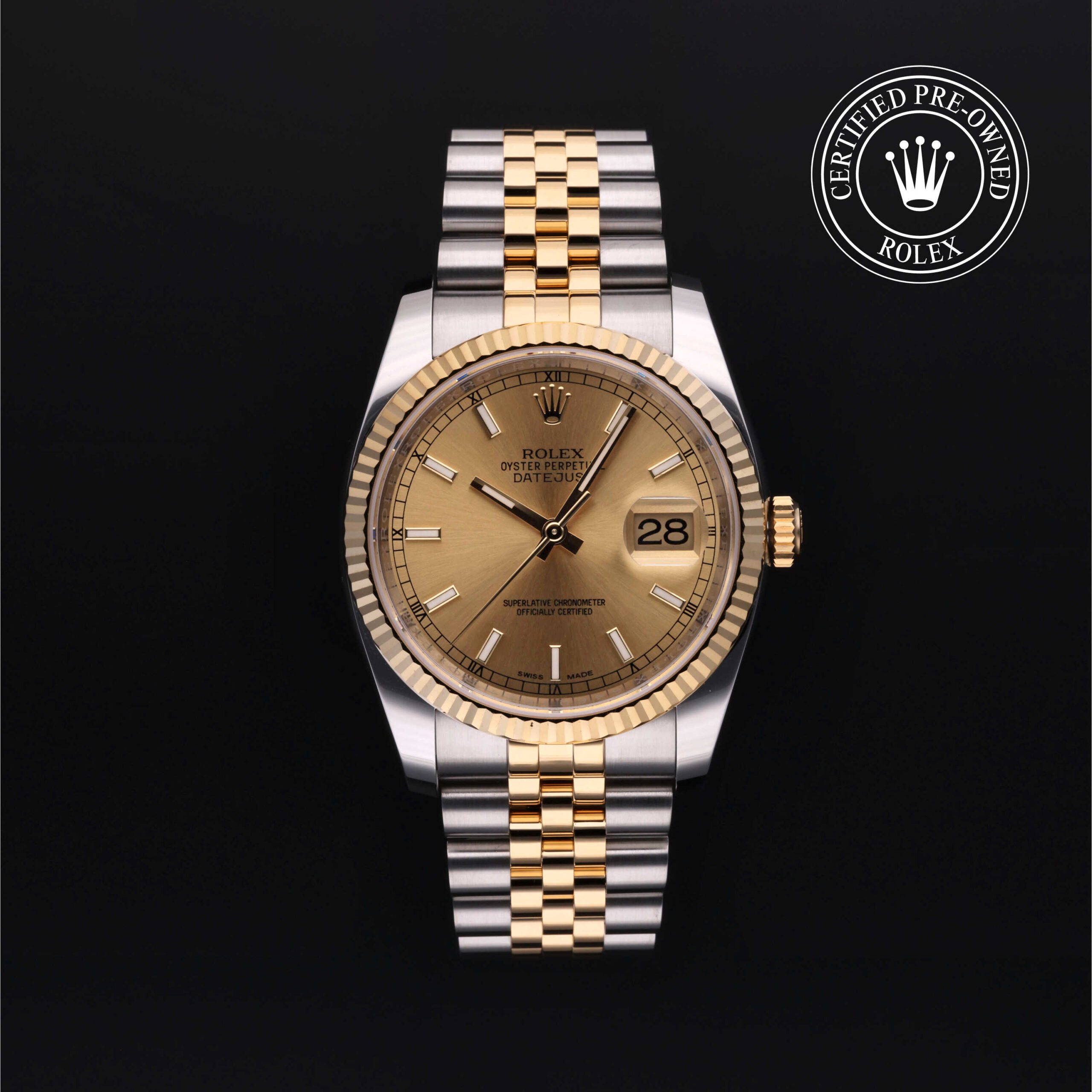 Rolex Datejust 36 116233 champagne dial close-up
