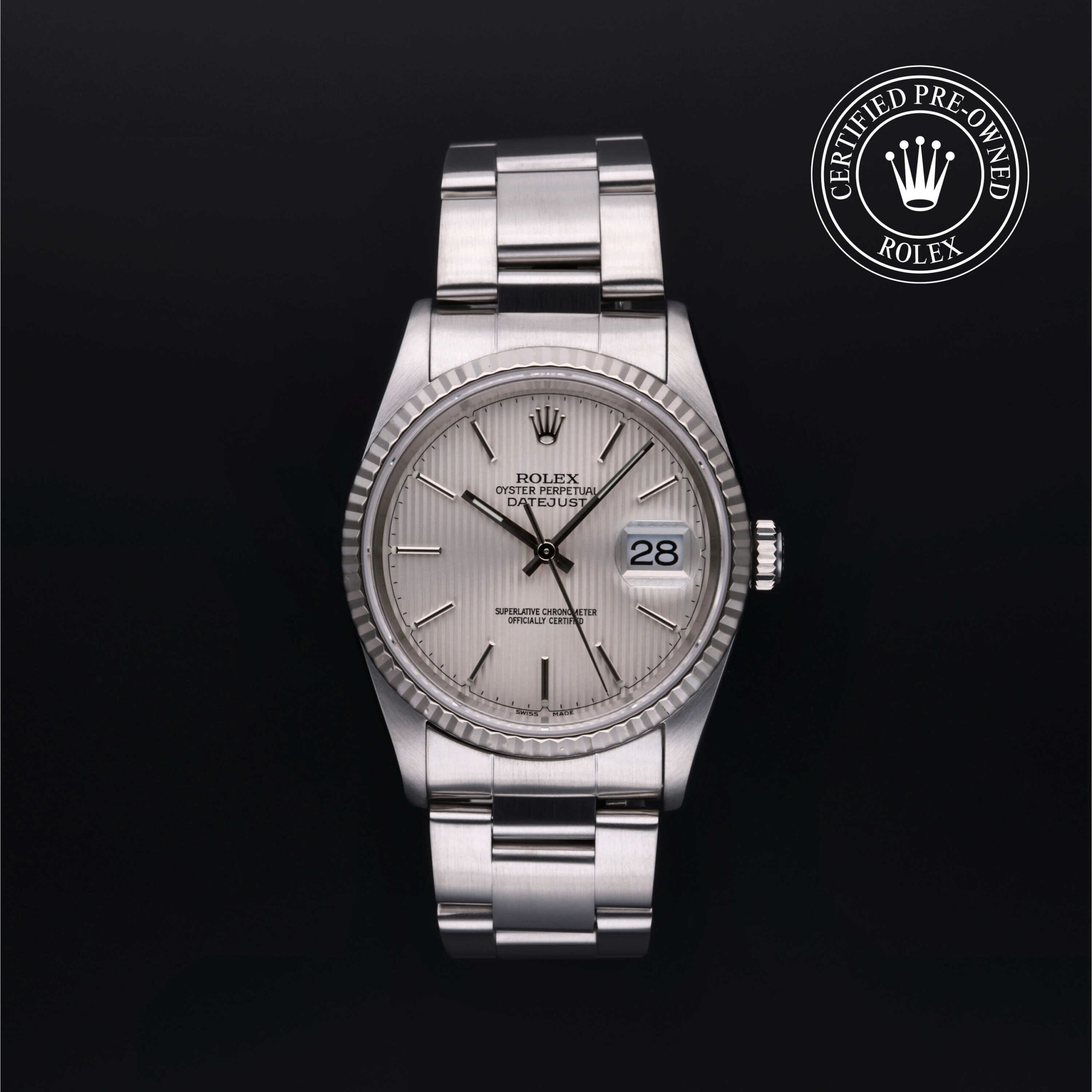 Rolex Datejust 36 16234 with silver tapestry dial