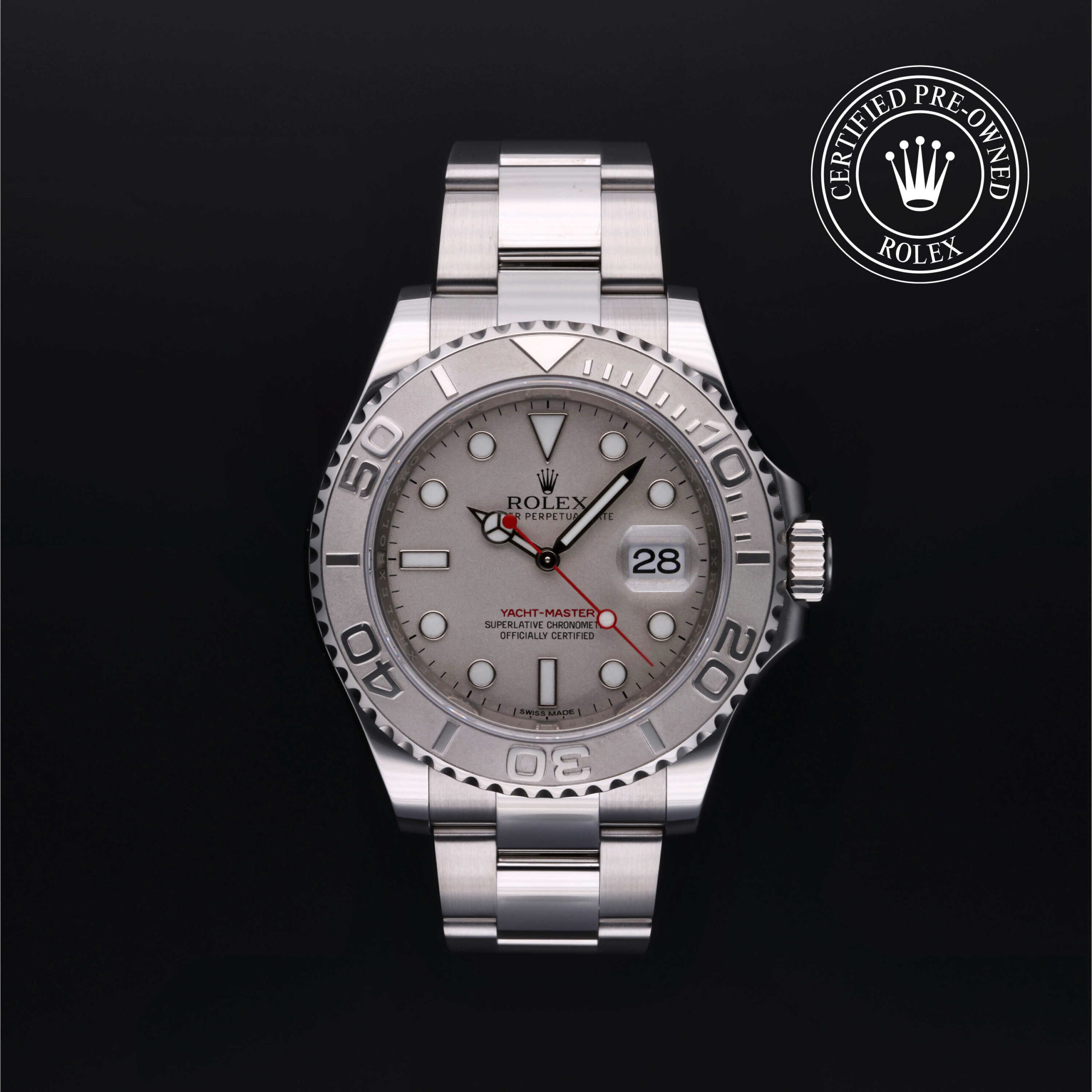 Rolex Yacht-Master 116622 with platinum dial and Oyster bracelet