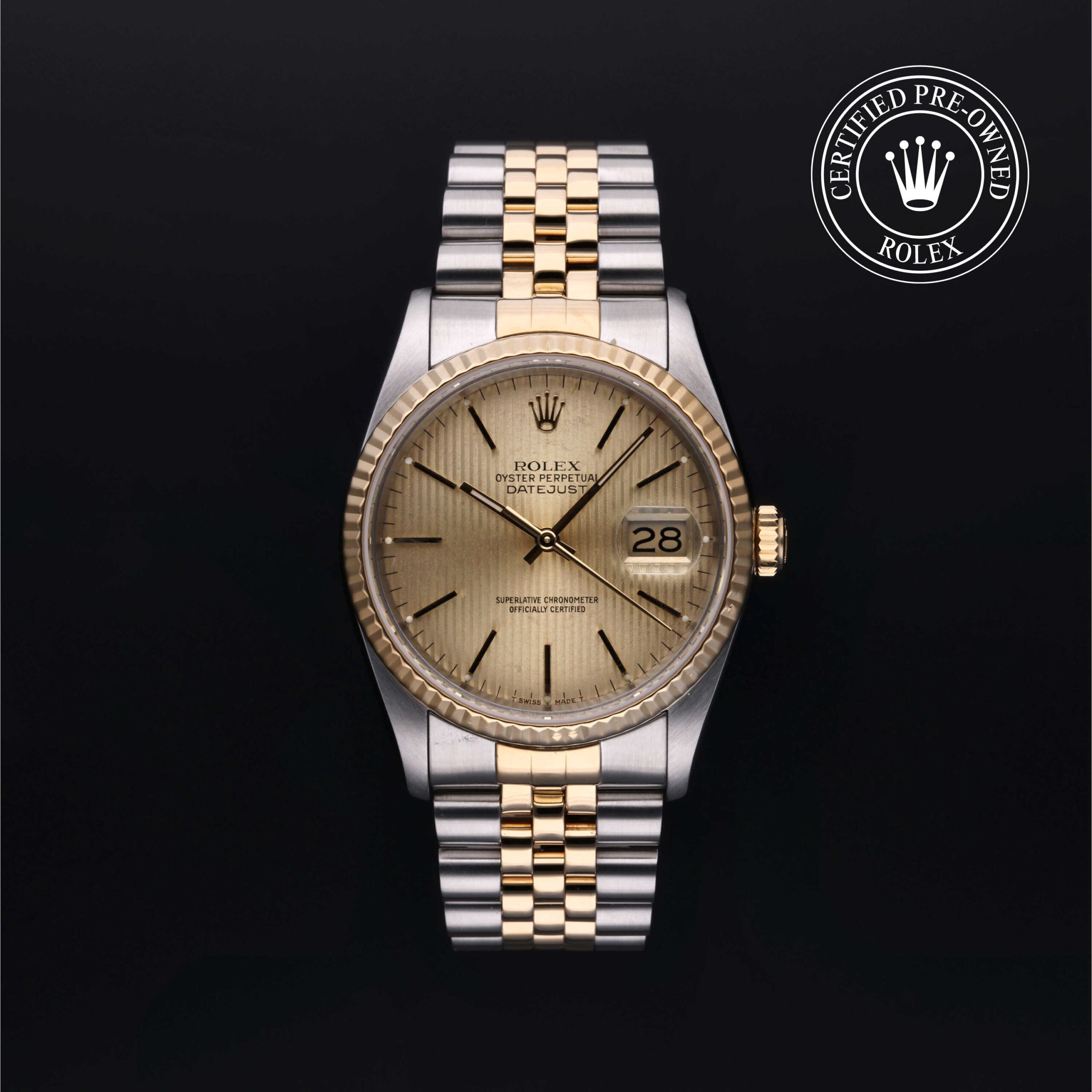 Rolex Datejust 16233 with champagne tapestry dial