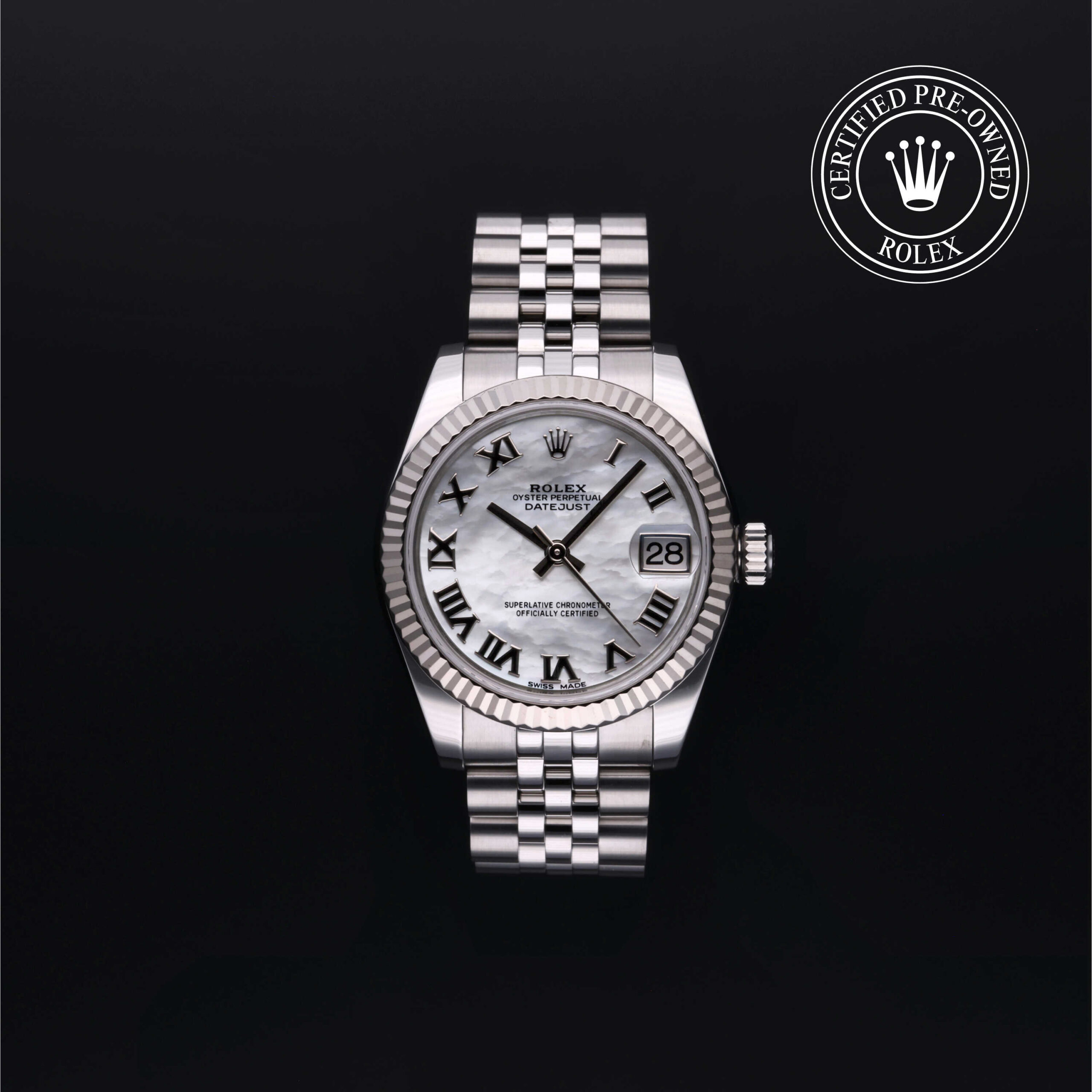 Rolex Datejust 31 with white mother-of-pearl Roman numeral dial