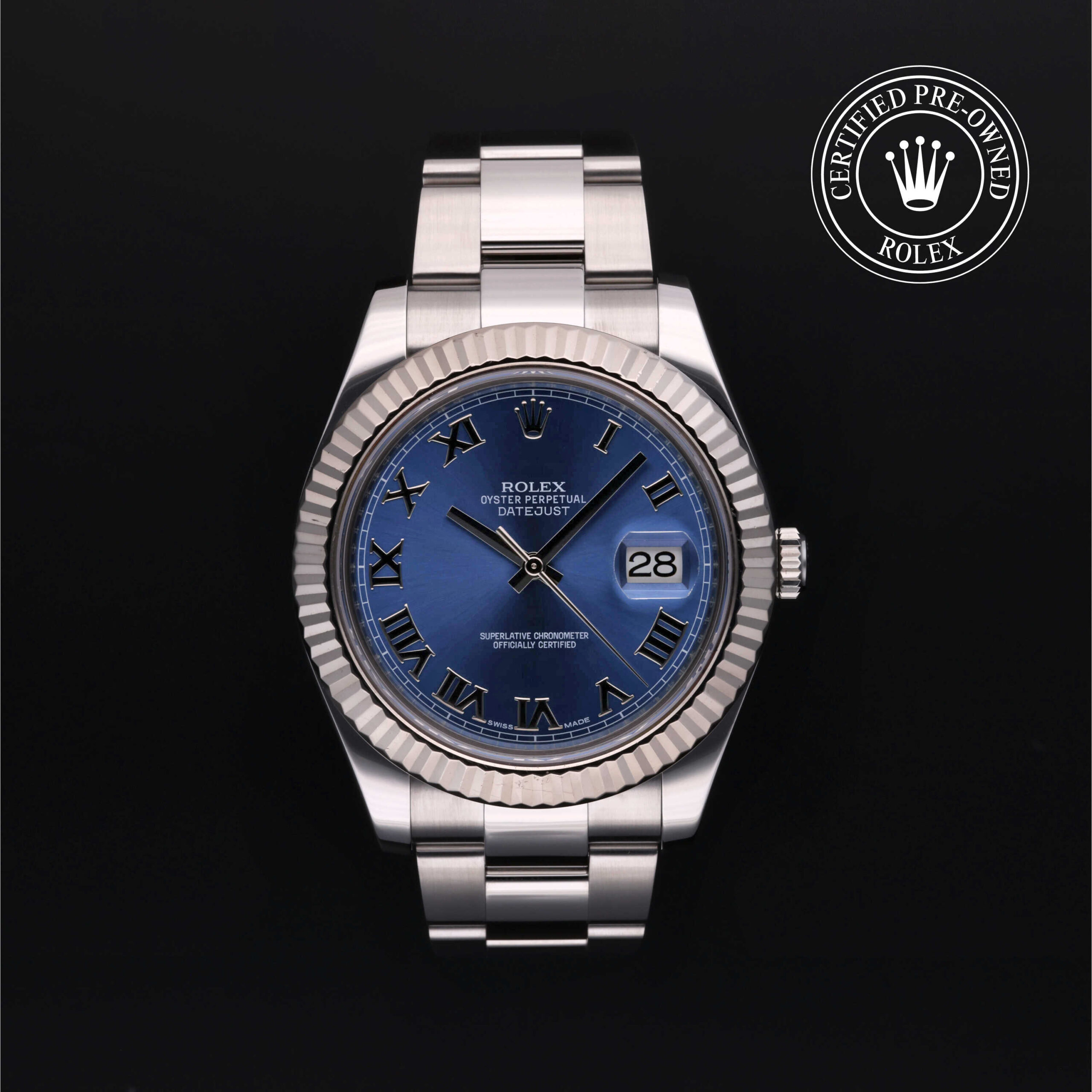 Rolex Datejust II 116334 with Azzurro blue Roman numeral dial