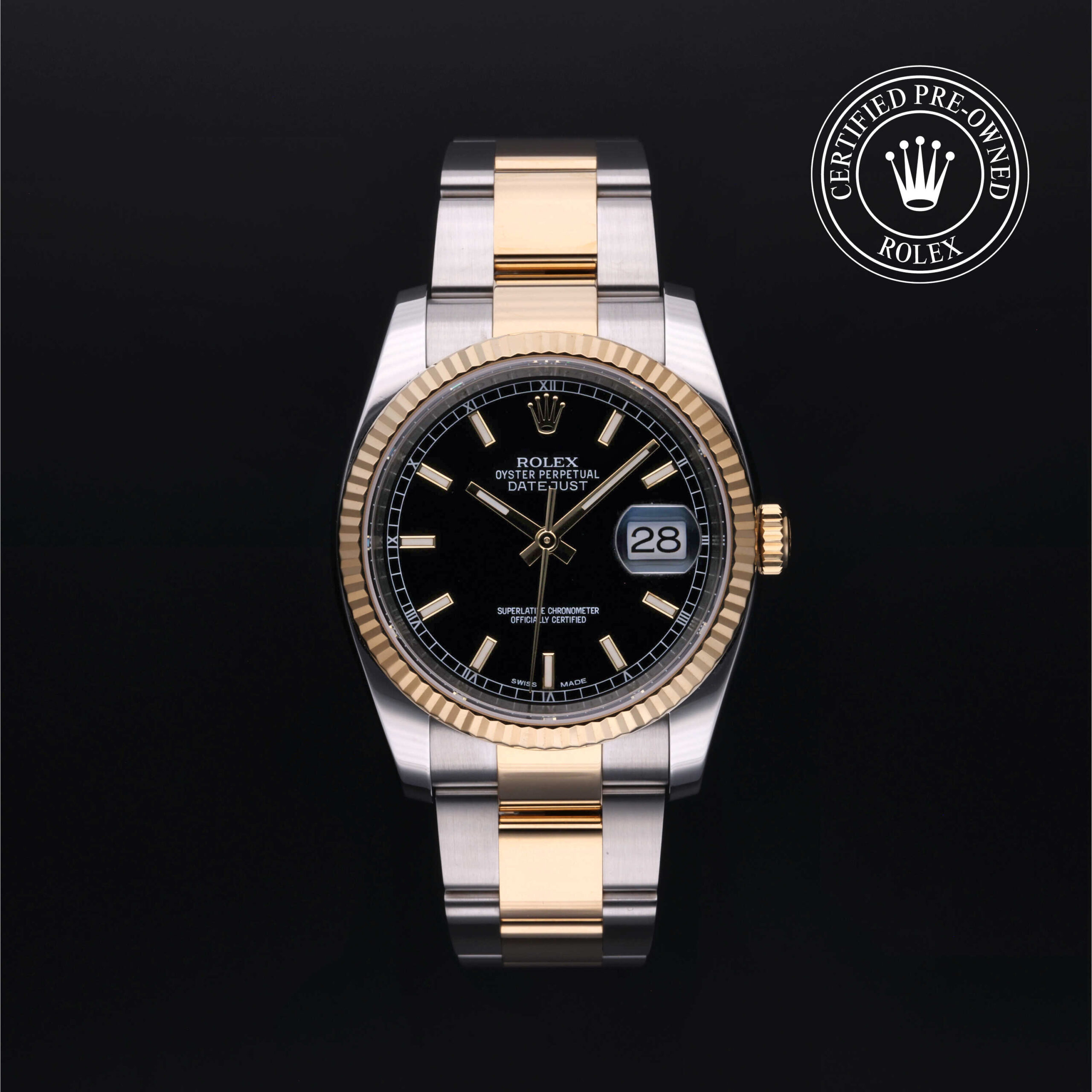 Rolex Datejust 36 M116233 black dial close-up