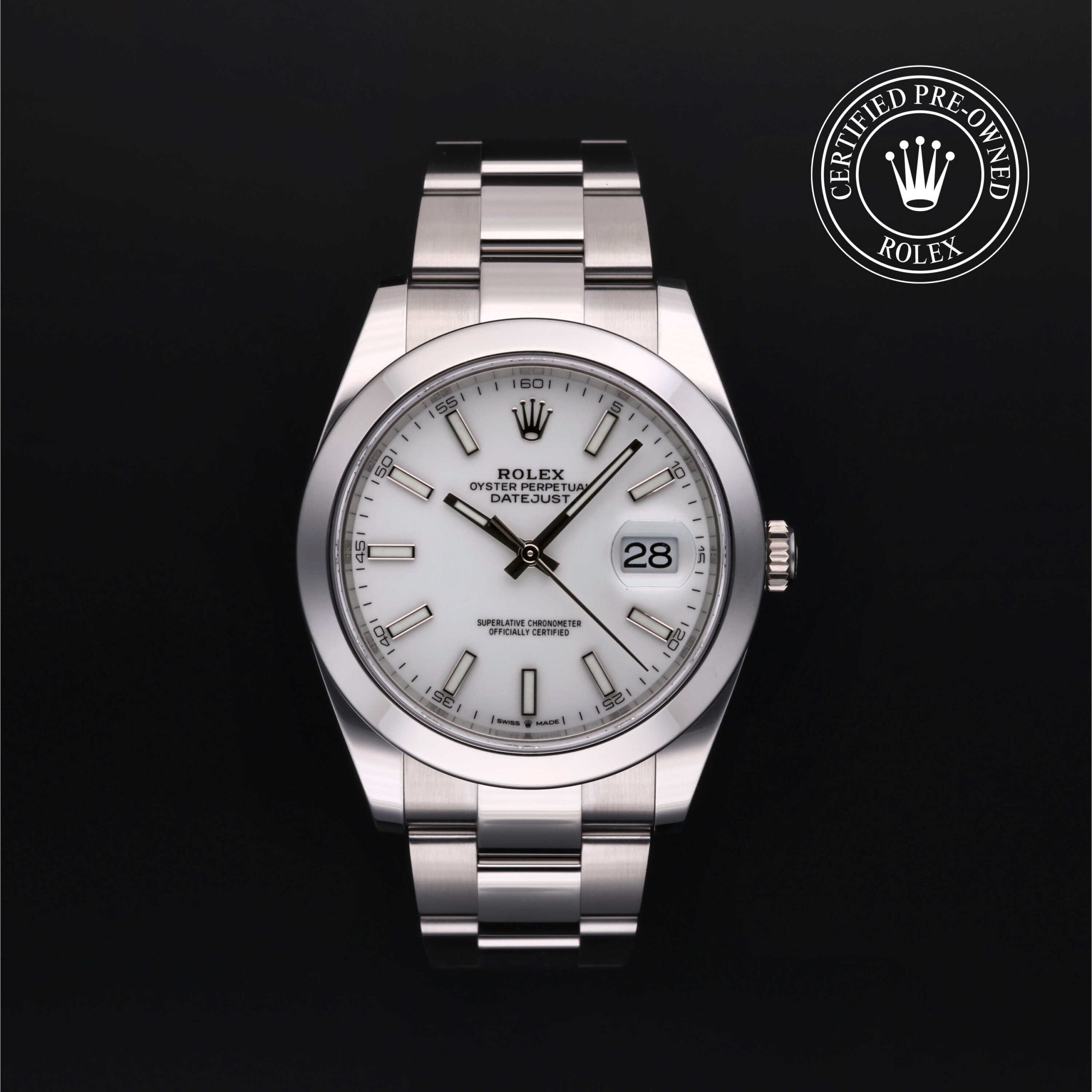 Rolex 126300 Certified Pre-Owned Datejust 41 – White Dial Front View
