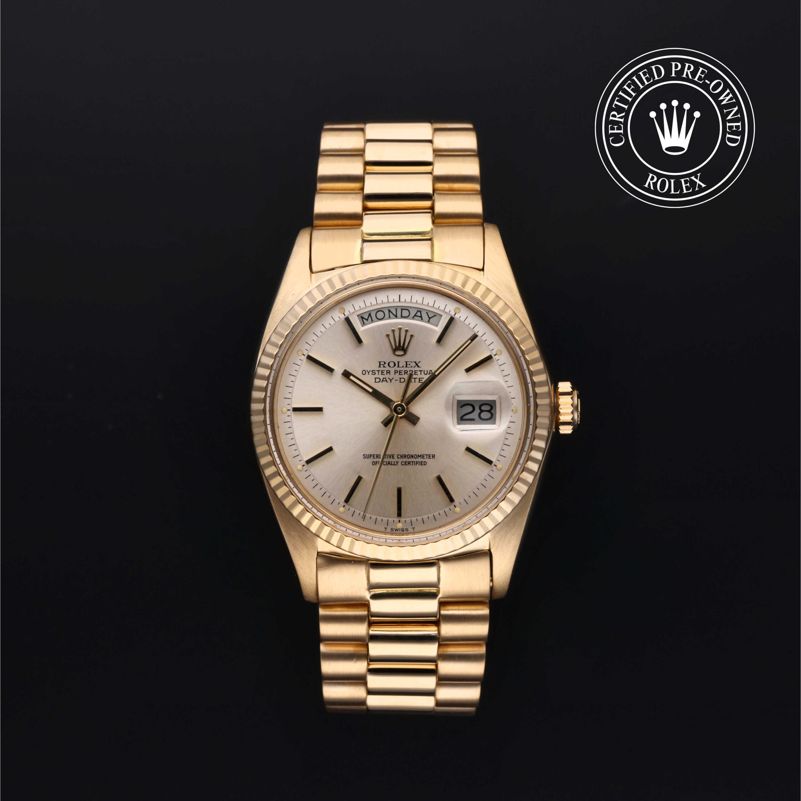 Rolex Day-Date 1803/8 Silver Dial President Bracelet Yellow Gold