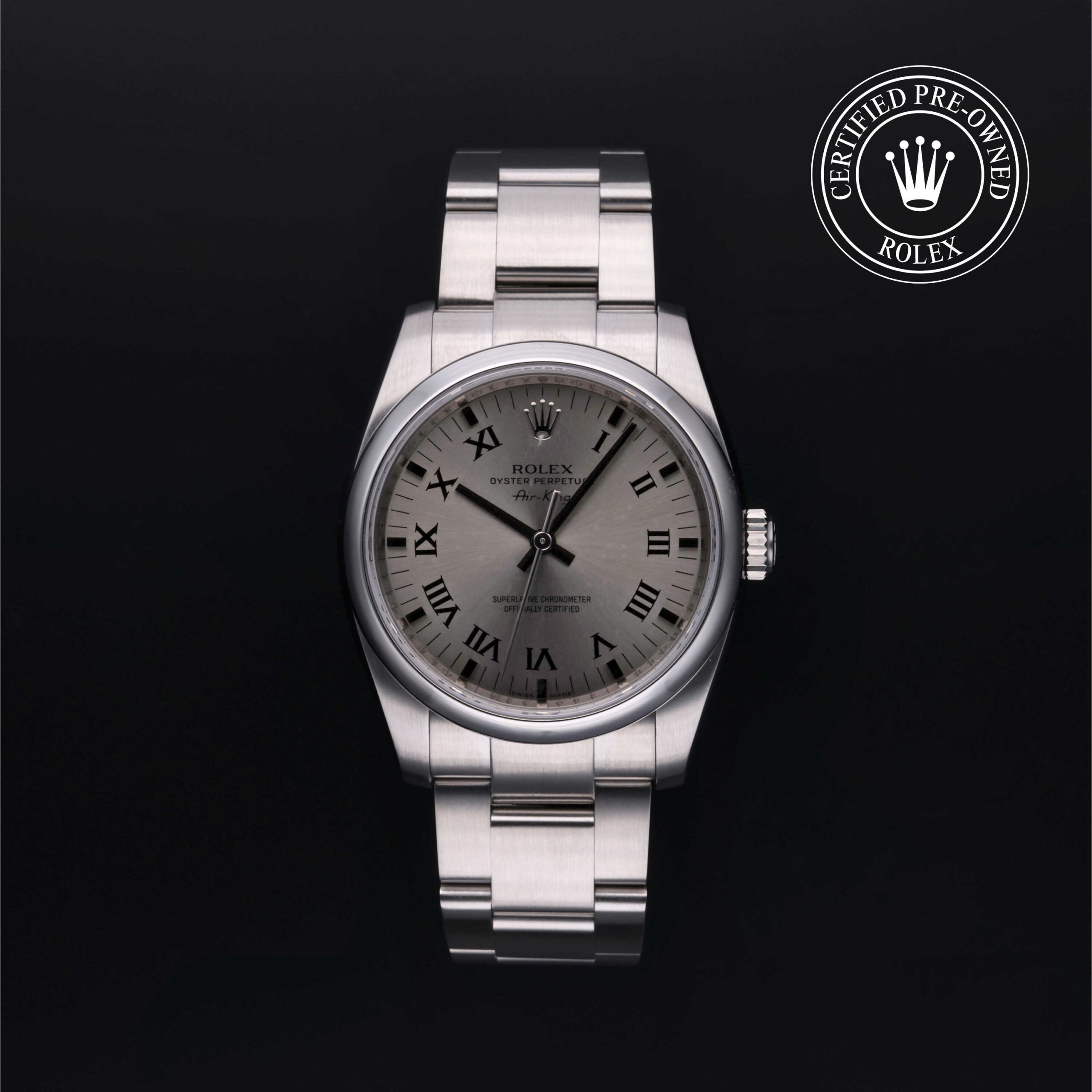 Rolex 114200 Certified Pre-Owned Oyster Perpetual 34 – Steel Roman Dial Front View