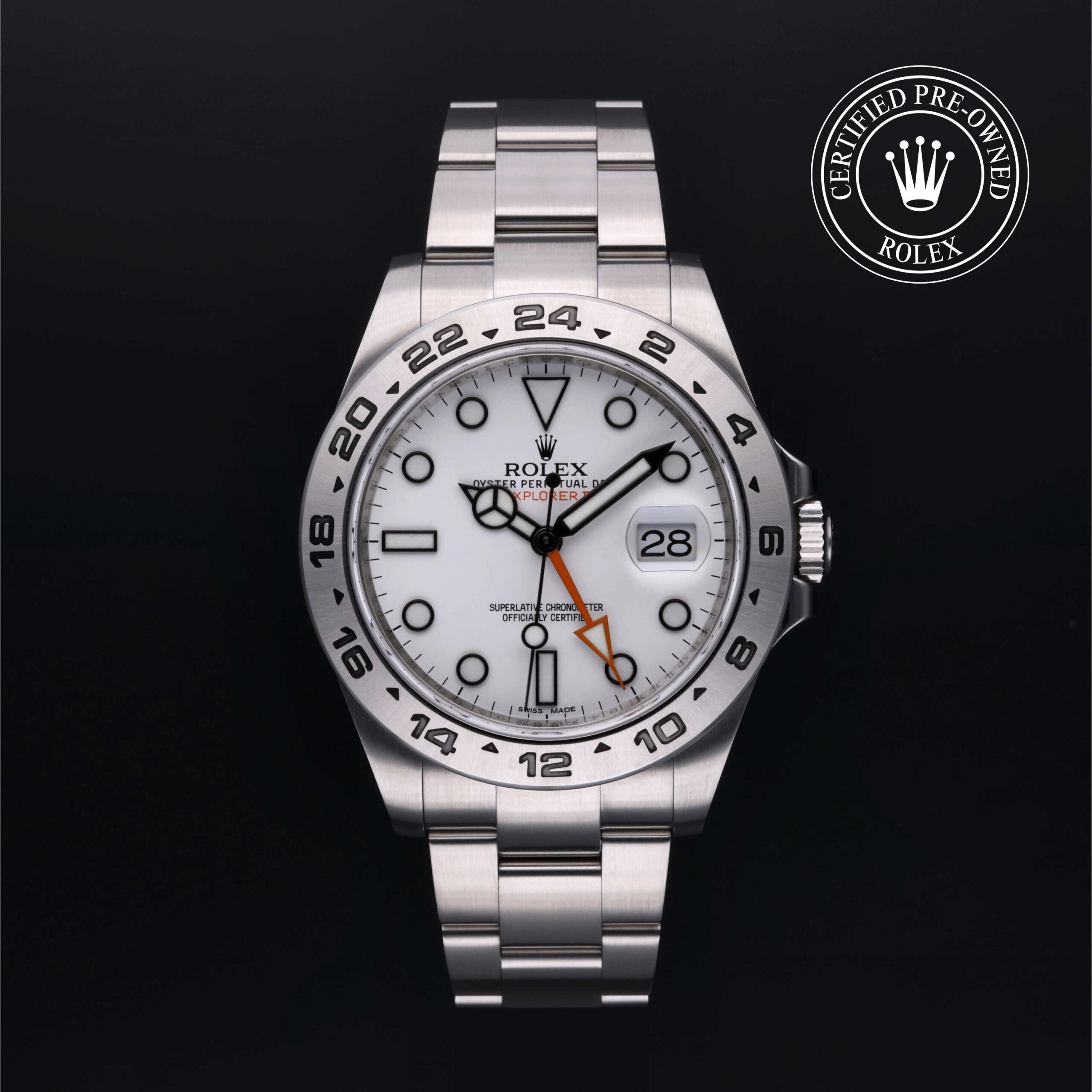 Rolex Explorer II 216570 Certified Pre-Owned Front View
