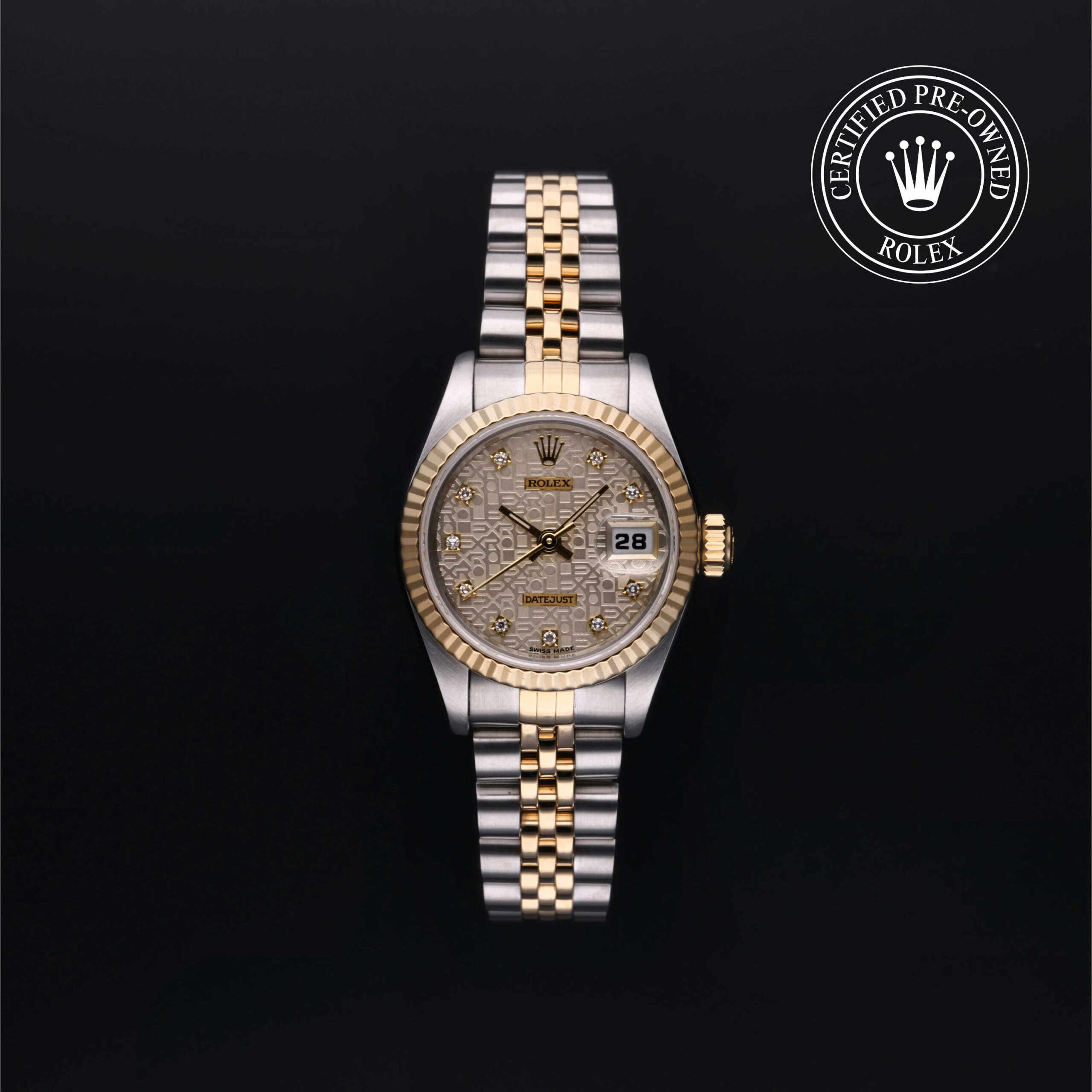 Rolex 69173 Lady-Datejust 26 Silver Gem-Set Dial