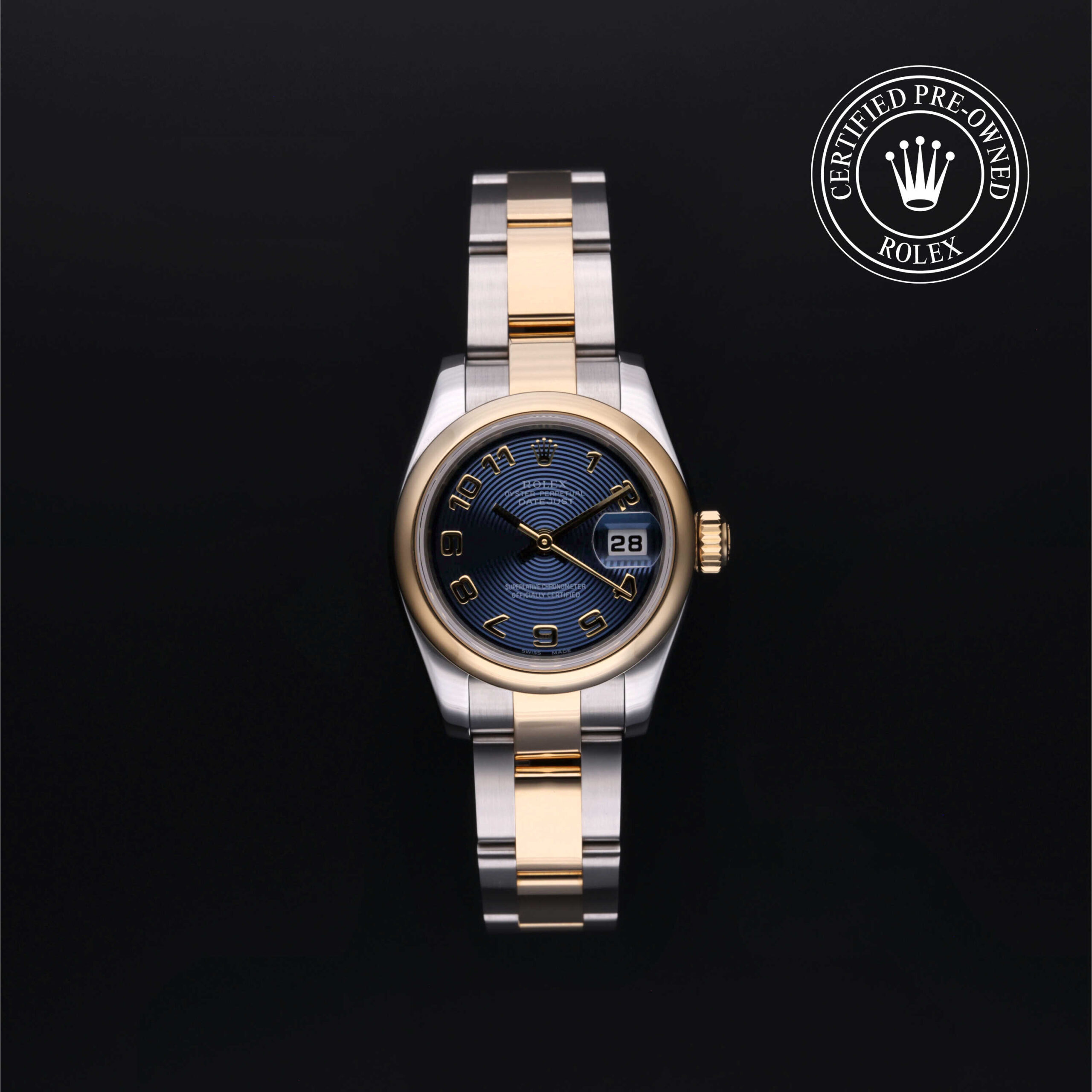 Rolex Lady-Datejust 26 179163 Blue Concentric Arabic Dial