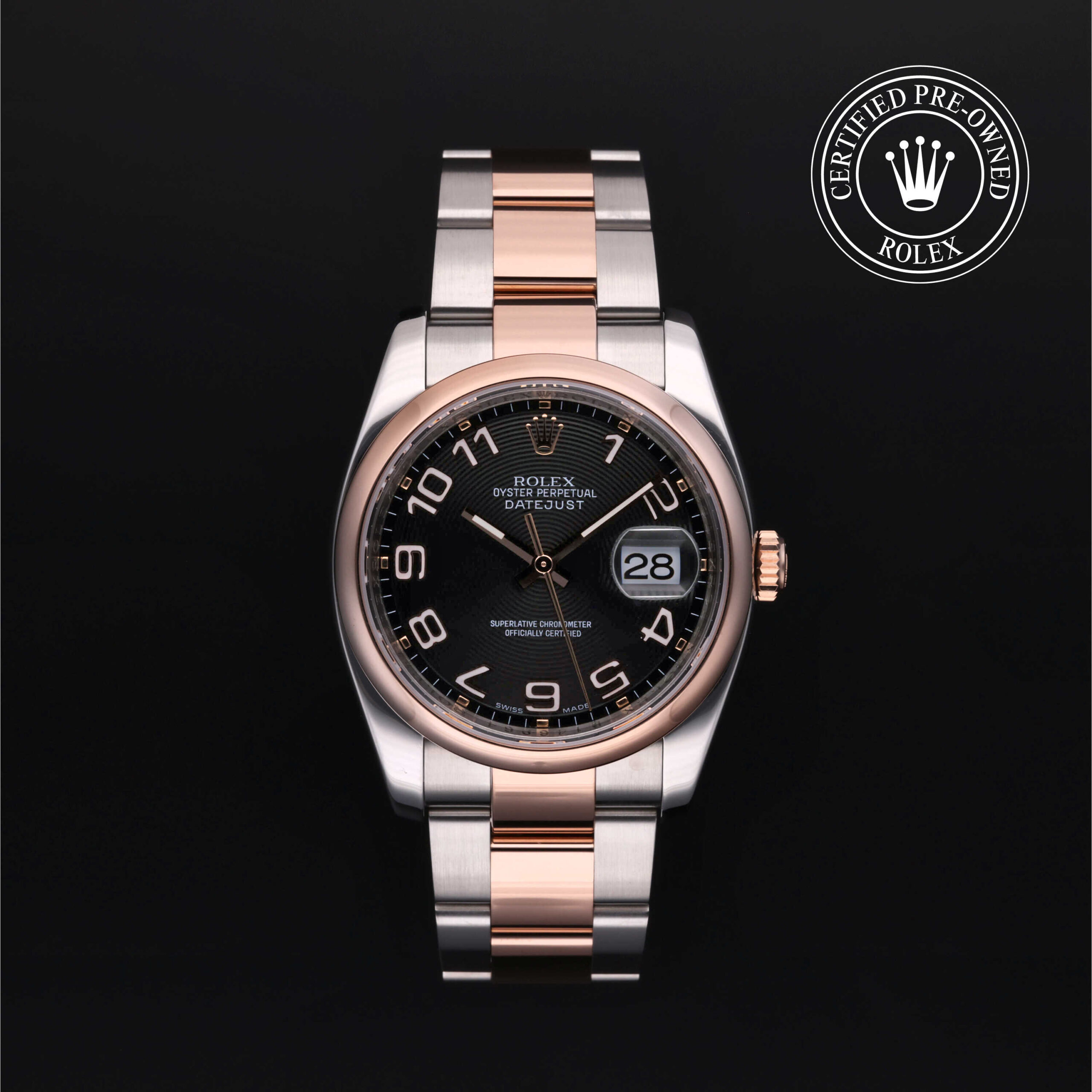 Rolex Datejust 36 116201 Black Concentric Arabic Dial Oyster Bracelet