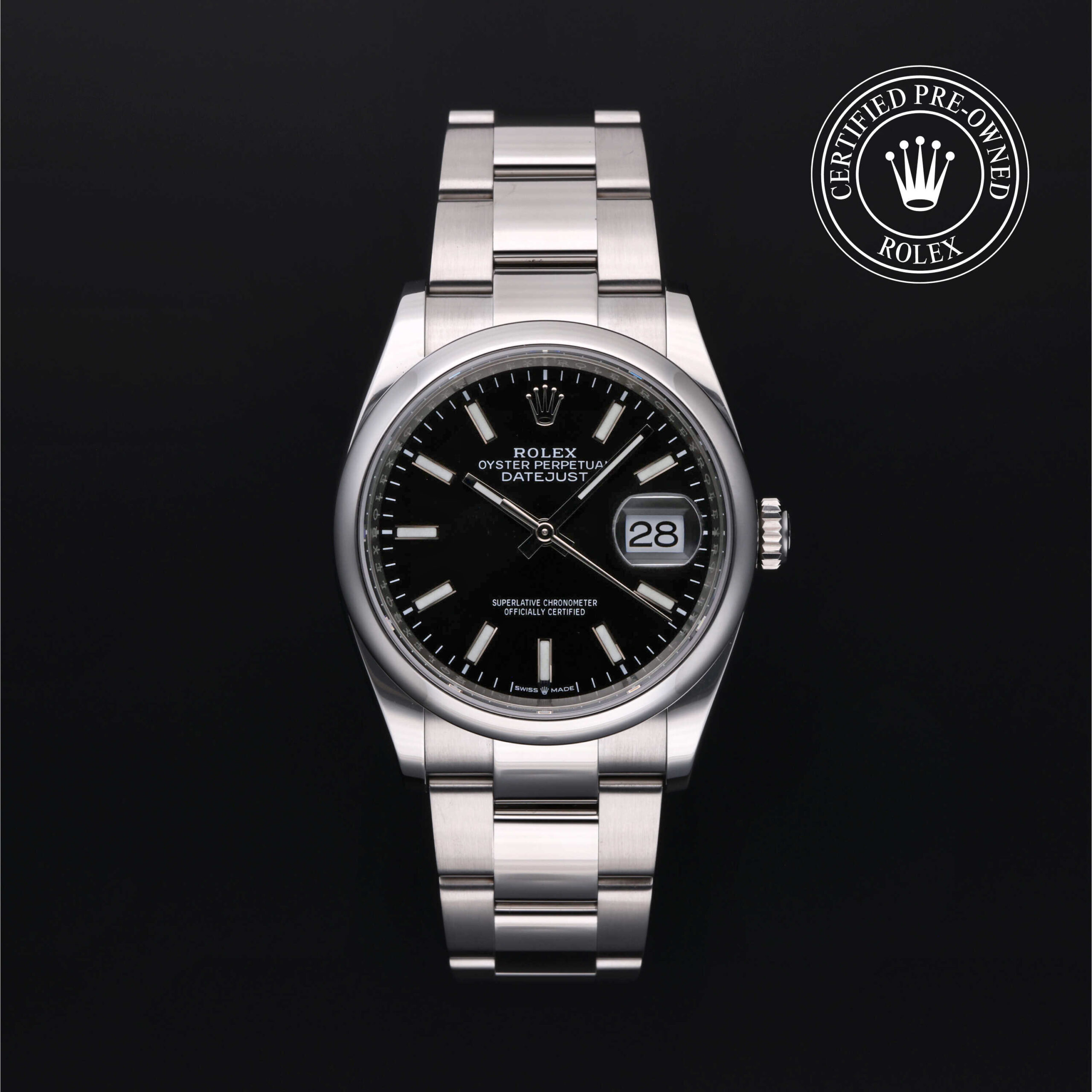 Rolex Certified Pre-Owned Datejust 126200 Bright Black Dial | Precision Watches