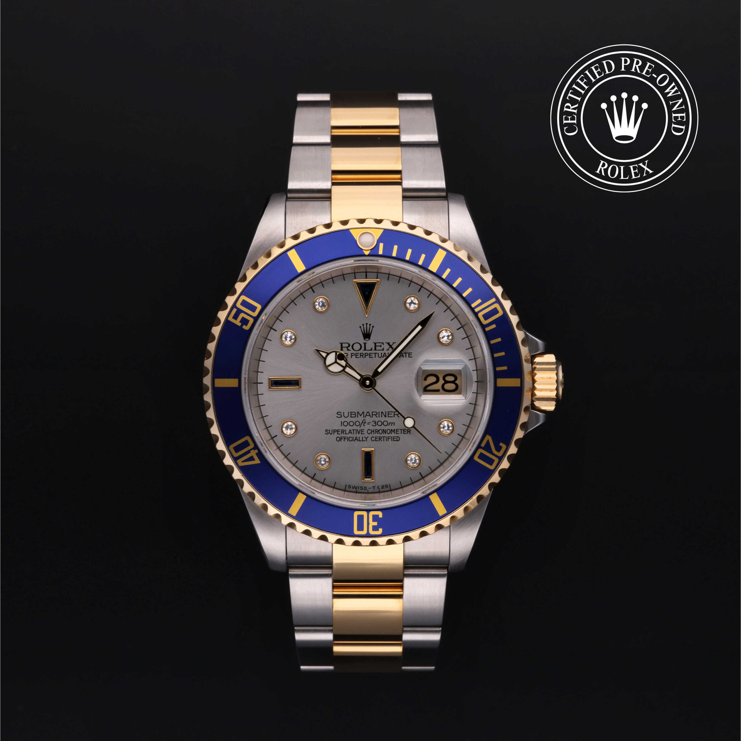 Rolex Certified Pre-Owned Submariner Date 16613 40mm Steel Dial with Diamonds | Precision Watches