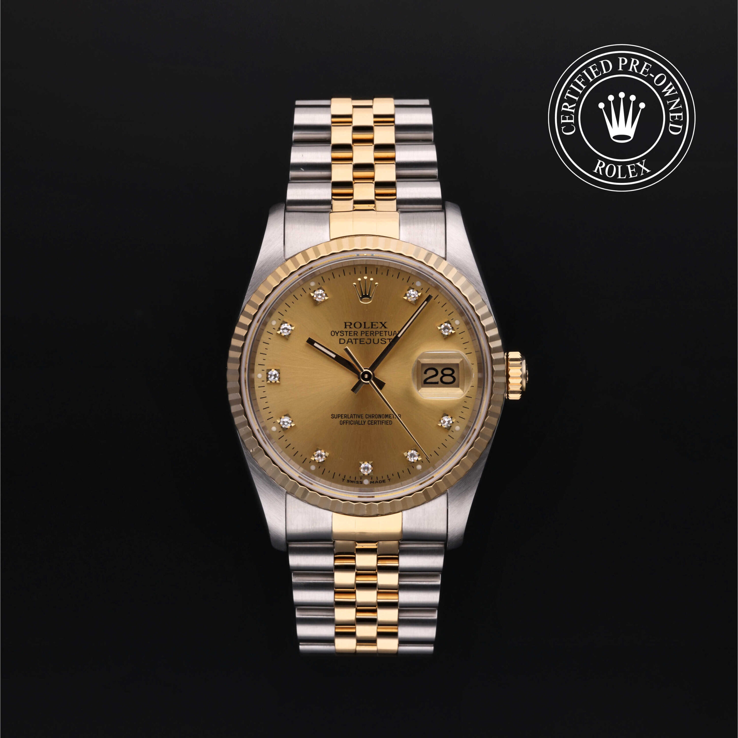 Rolex Certified Pre-Owned Datejust 16233 Champagne Diamond Dial | Precision Watches