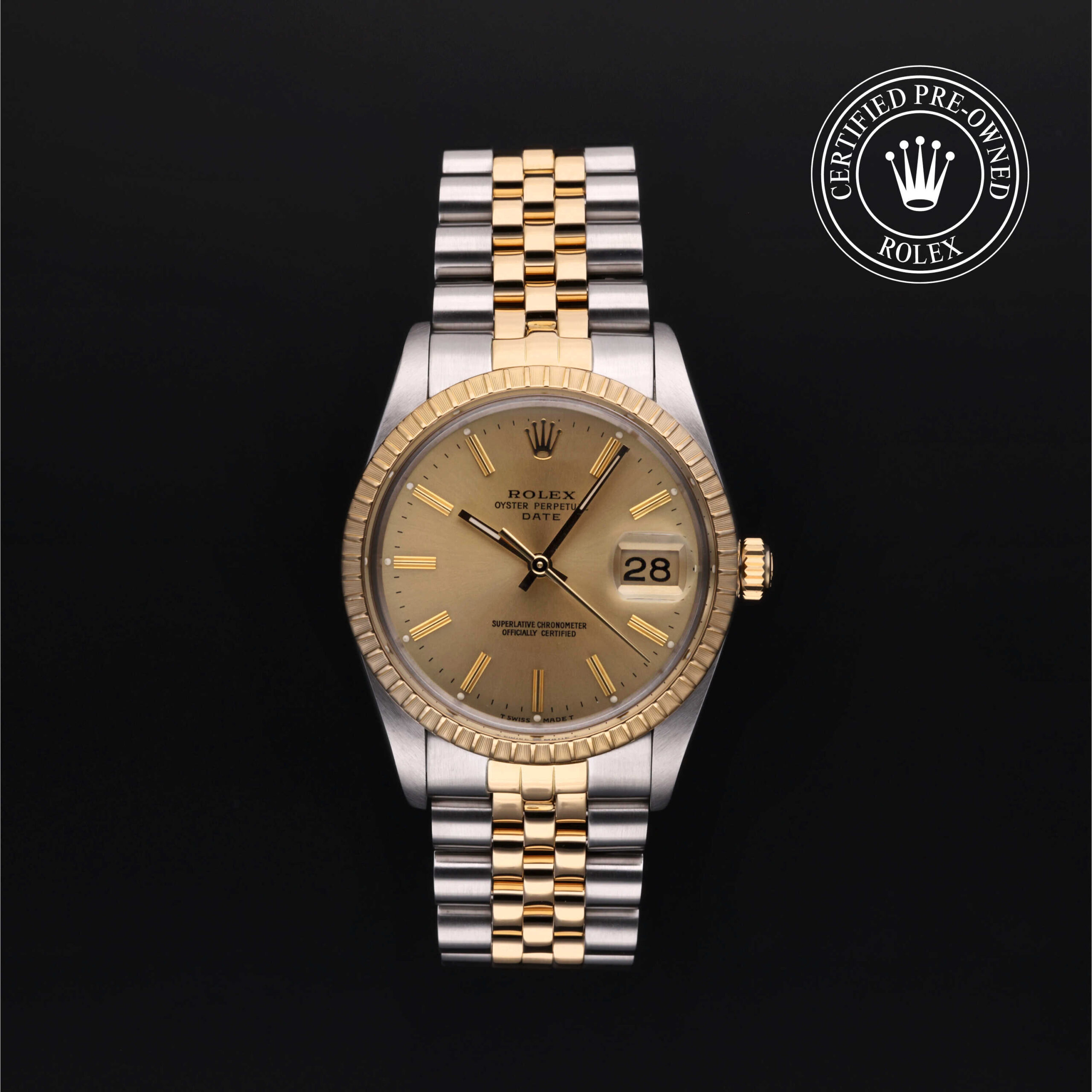 Rolex Certified Pre-Owned Oyster Perpetual Date 15053 Champagne Dial | Precision Watches