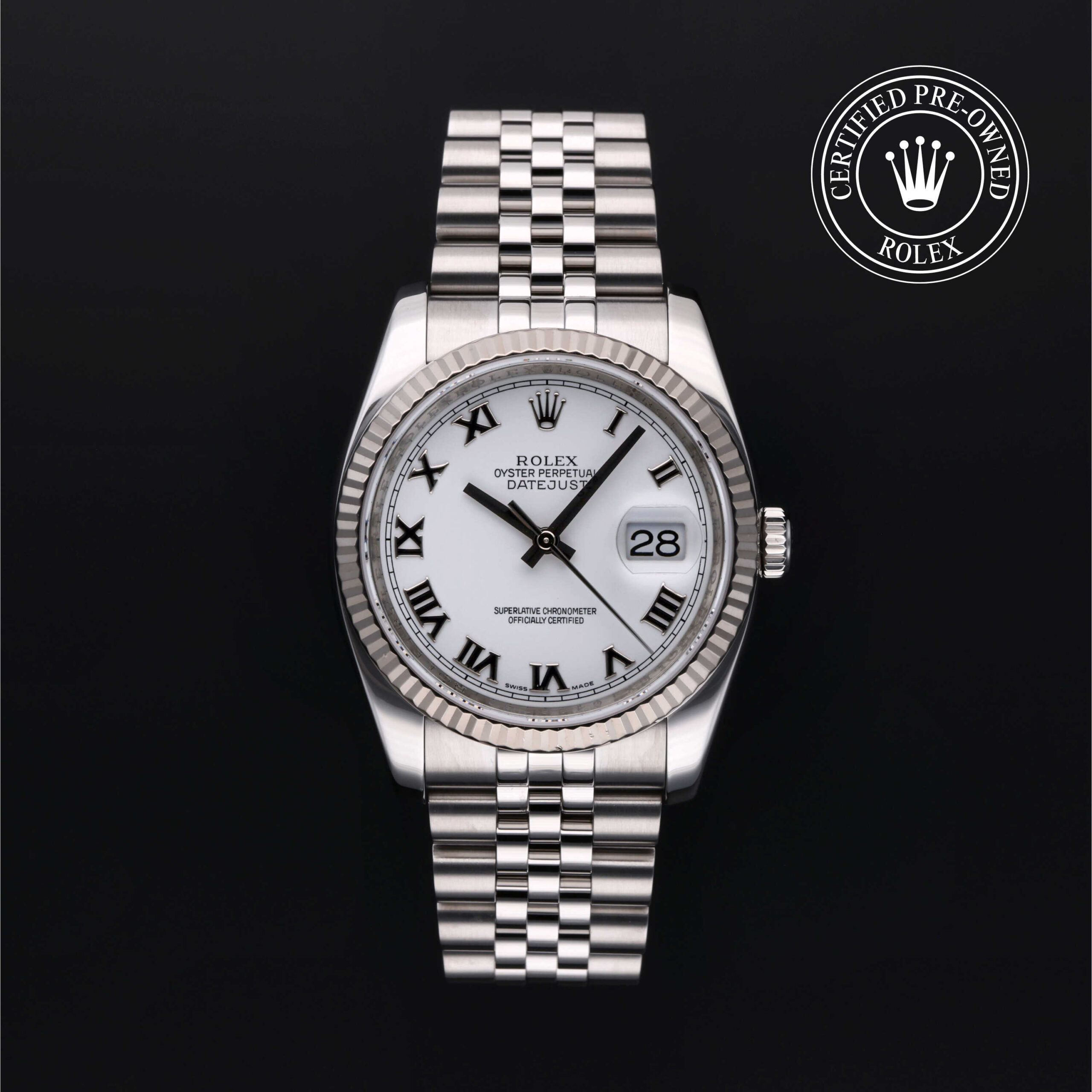 Rolex Certified Pre-Owned Datejust 36 116234 White Roman Dial | Precision Watches