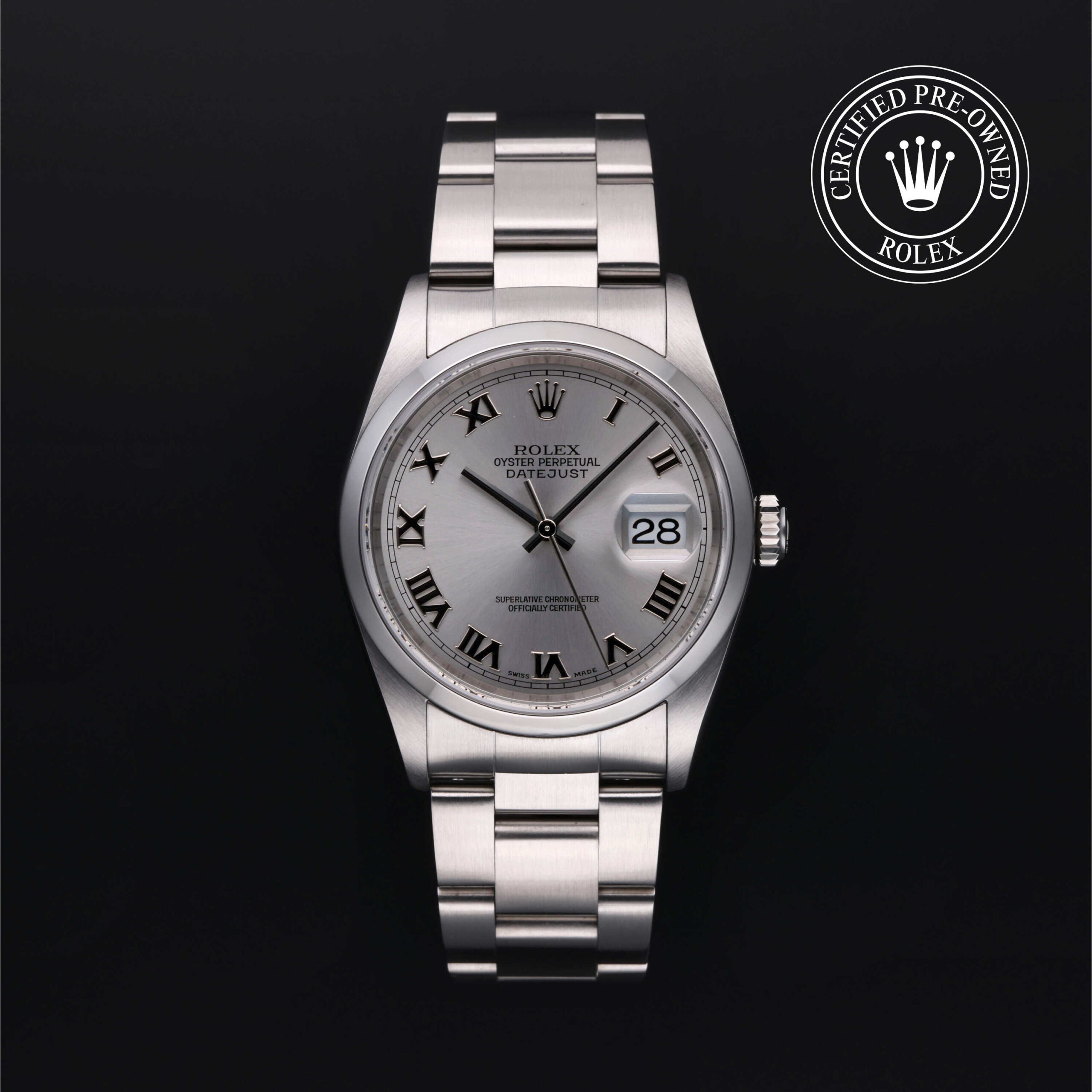 Rolex Certified Pre-Owned Datejust 16200 Rhodium Roman Dial | Precision Watches