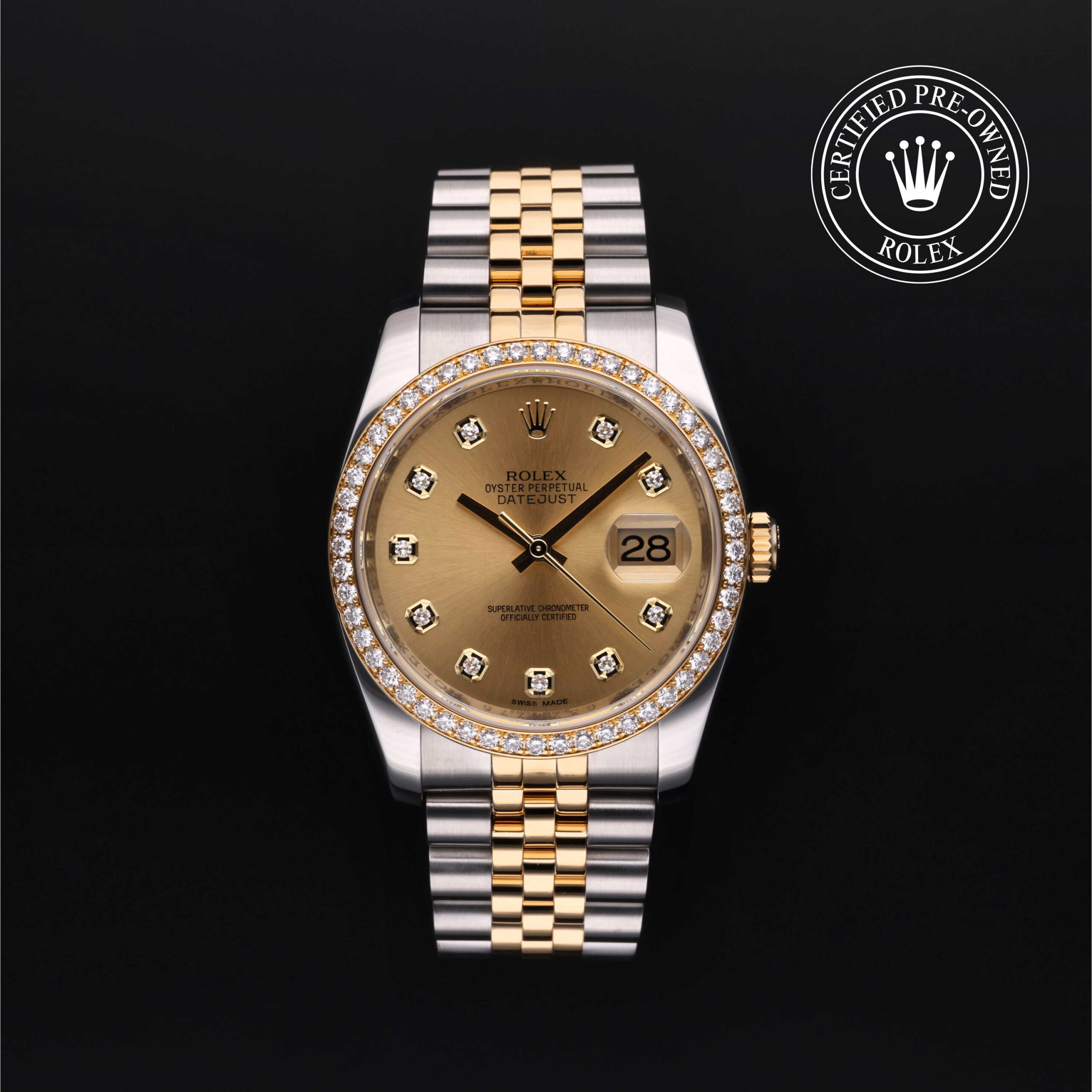 Rolex Certified Pre-Owned Datejust 36 116243 champagne diamond dial
