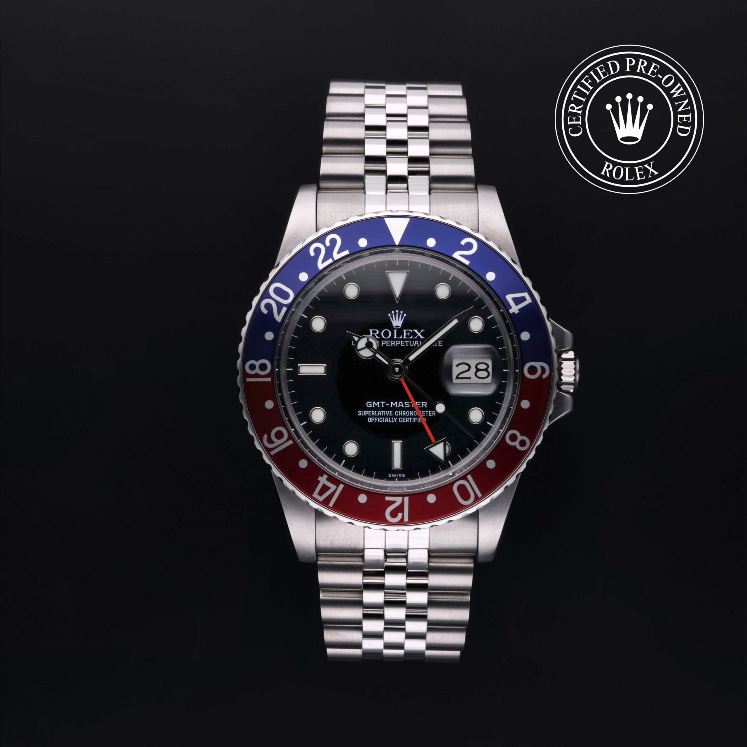 Pre-owned Rolex GMT-Master 16750 40mm steel black dial