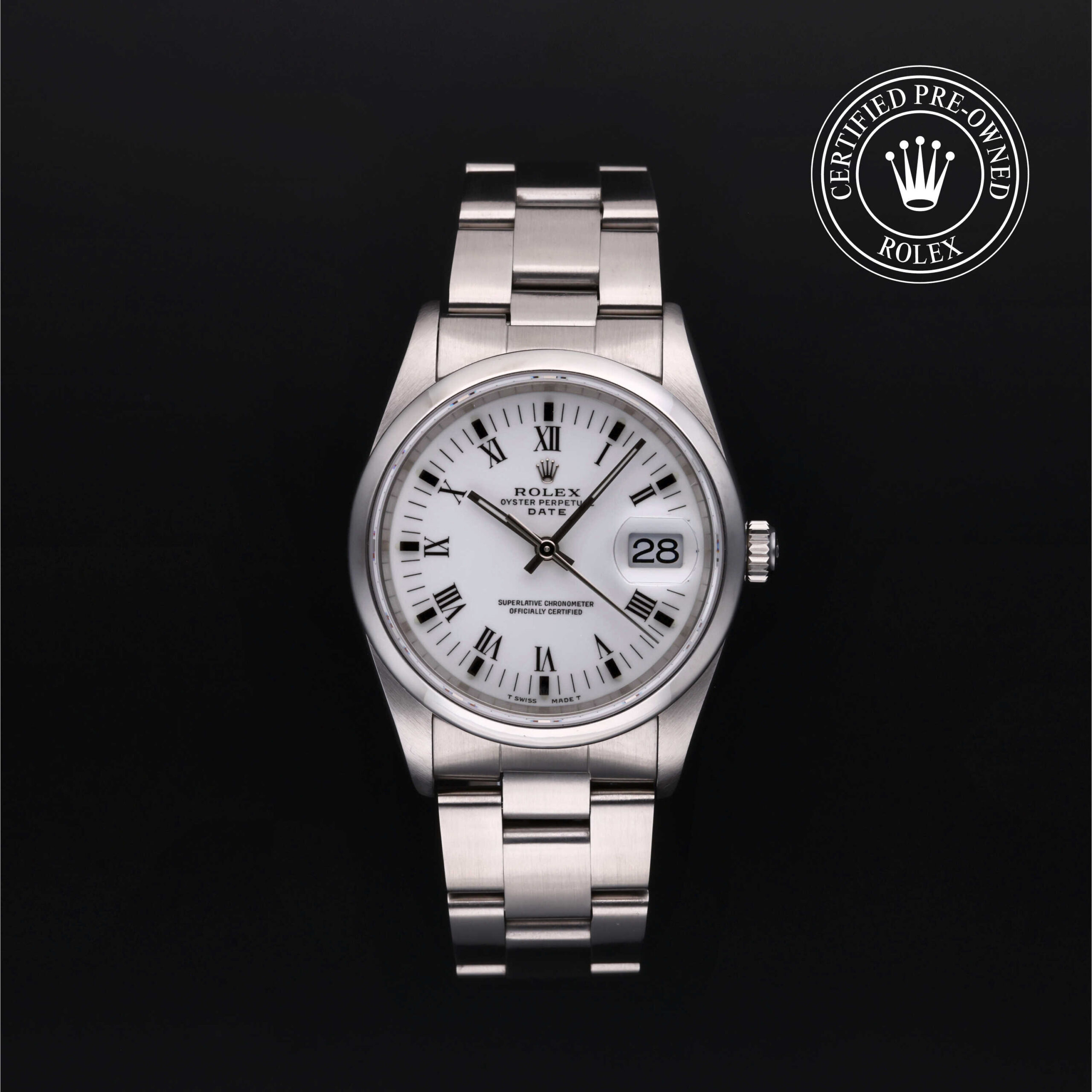 Rolex Certified Pre-Owned Oyster Perpetual Date 15200 white Roman dial