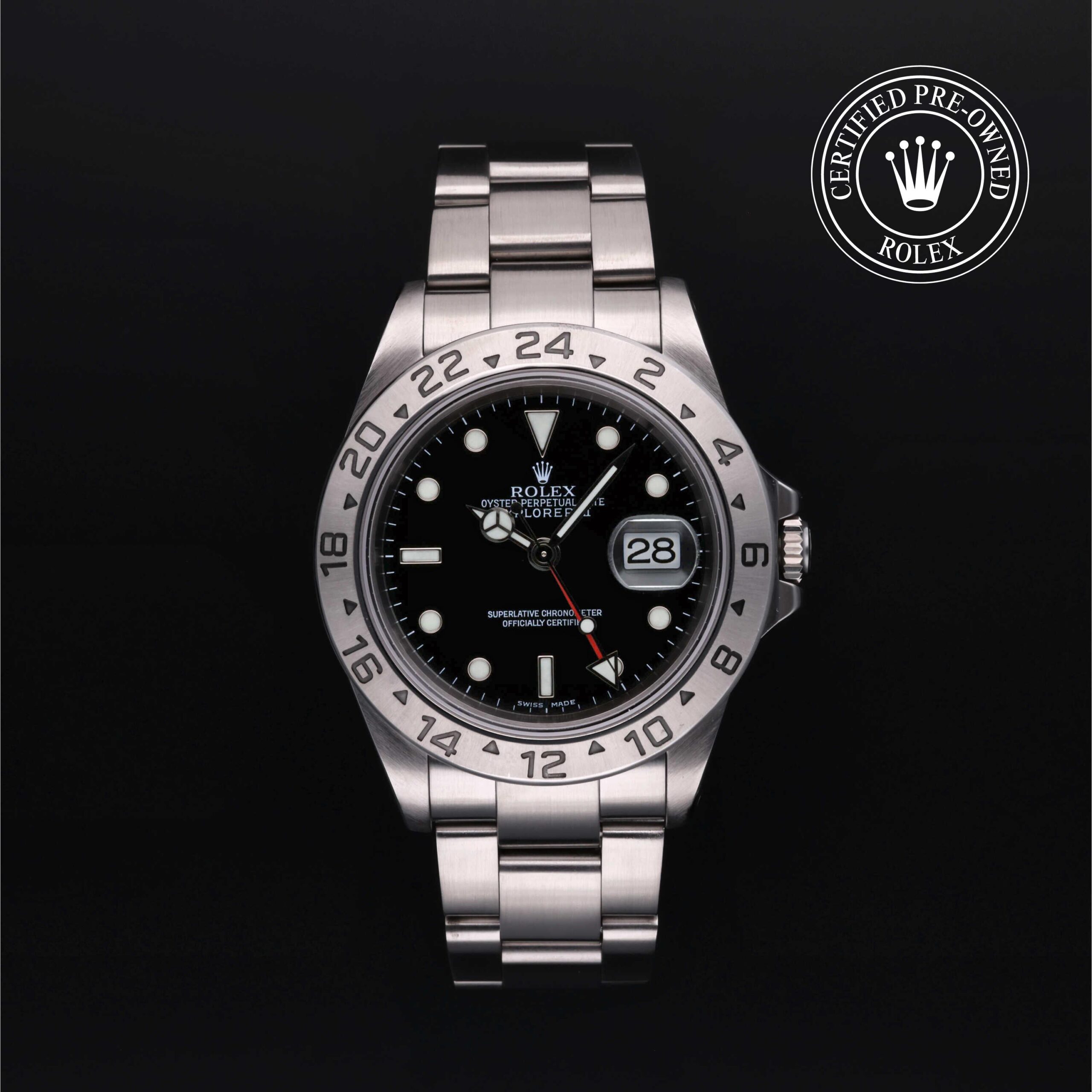 Rolex Certified Pre-Owned Explorer II 16570 black dial 24-hour bezel 40mm