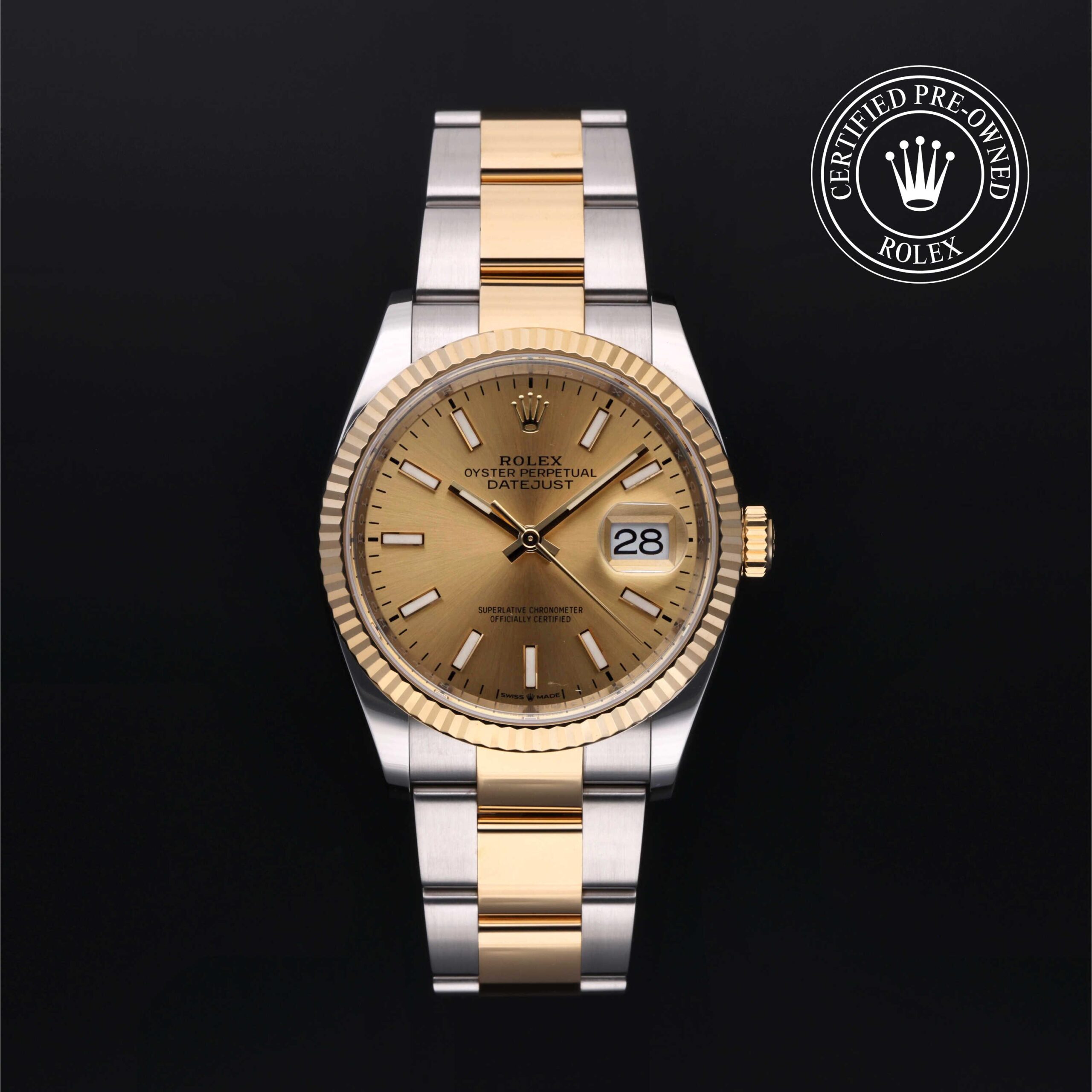 Rolex Certified Pre-Owned Datejust 36mm Yellow Rolesor 2020 Reference 126233