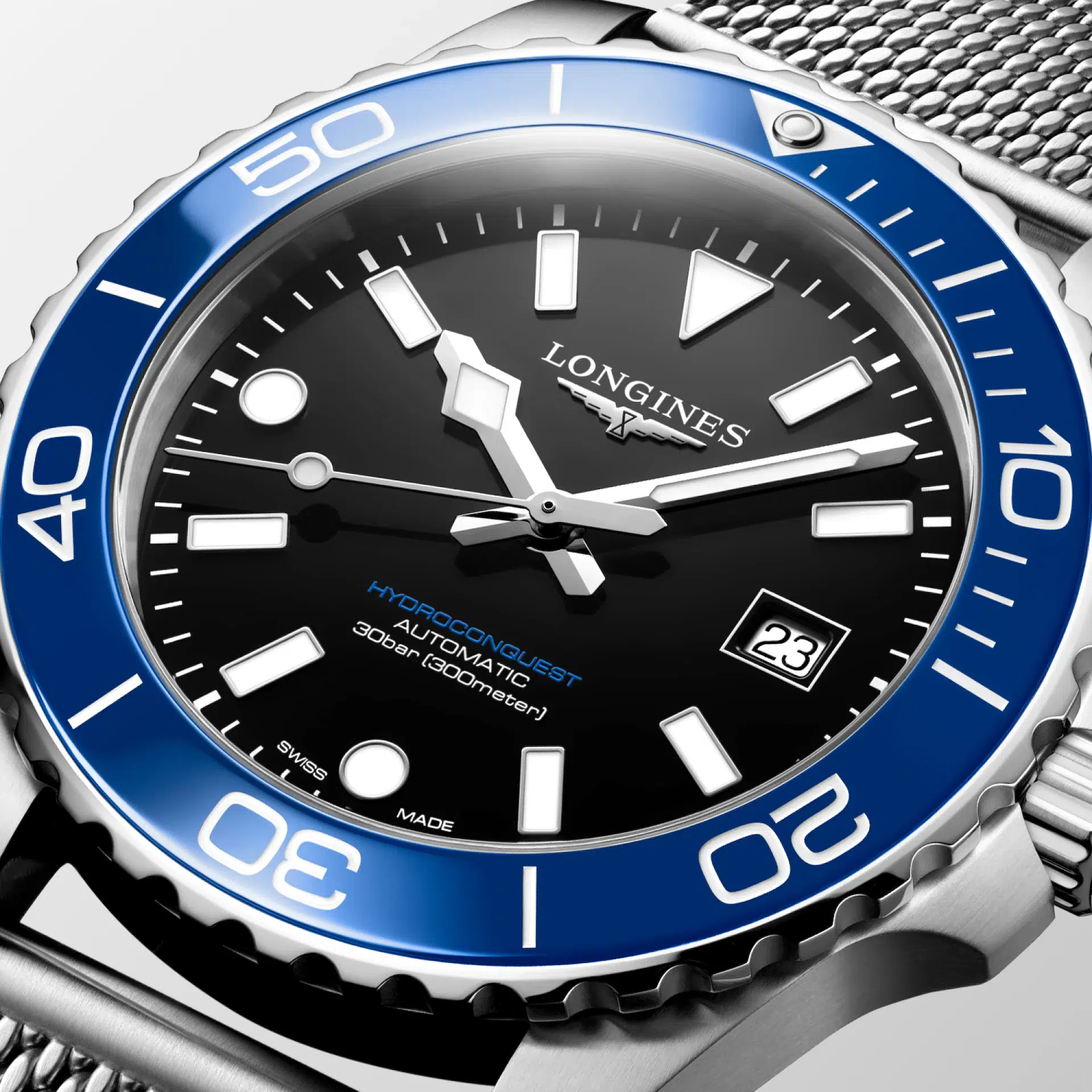 hydroconquest blue bezel with black dial