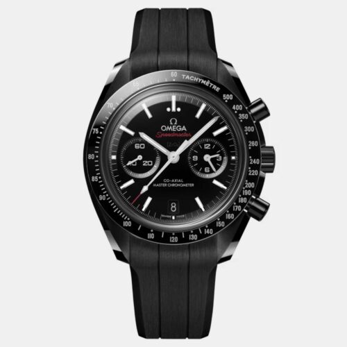 omega speedmaster dark-side of the moo chronometer chronograph black dial rubber strap