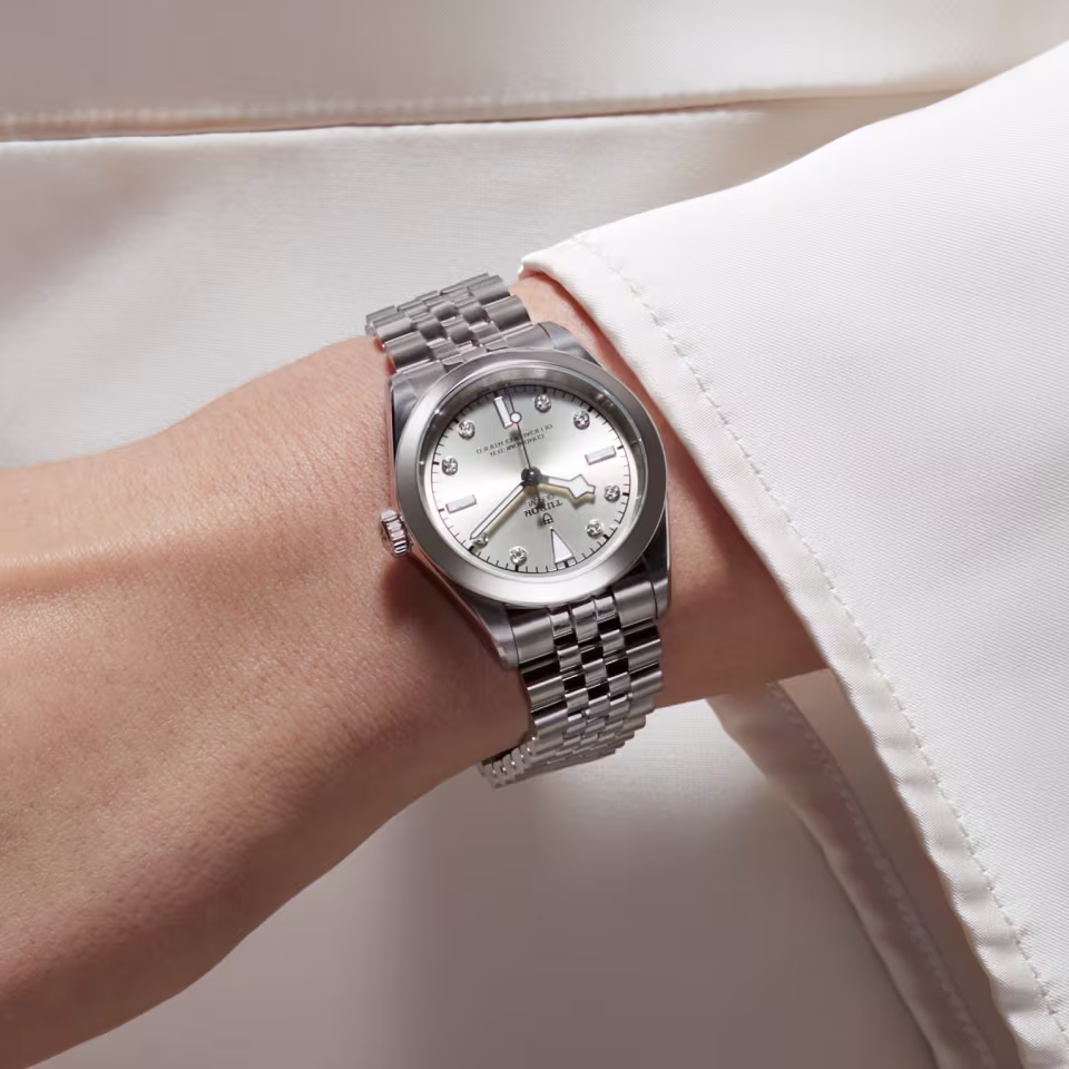 Tudor Black Bay One 31 worn on female wrist